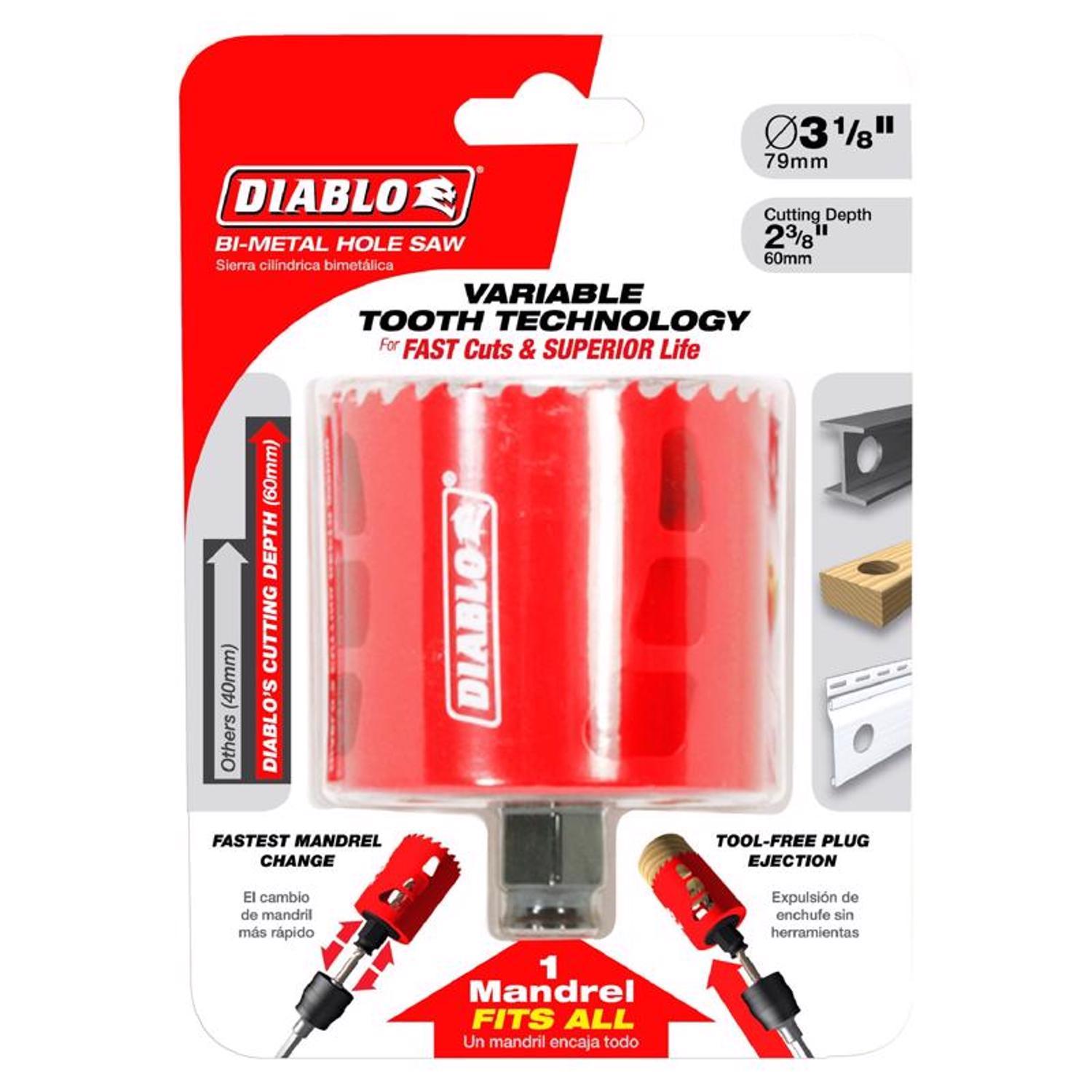 Diablo Snap-Lock Plus 3 in. Bi-Metal 2-3/8 in. L Hole Saw Arbor Included