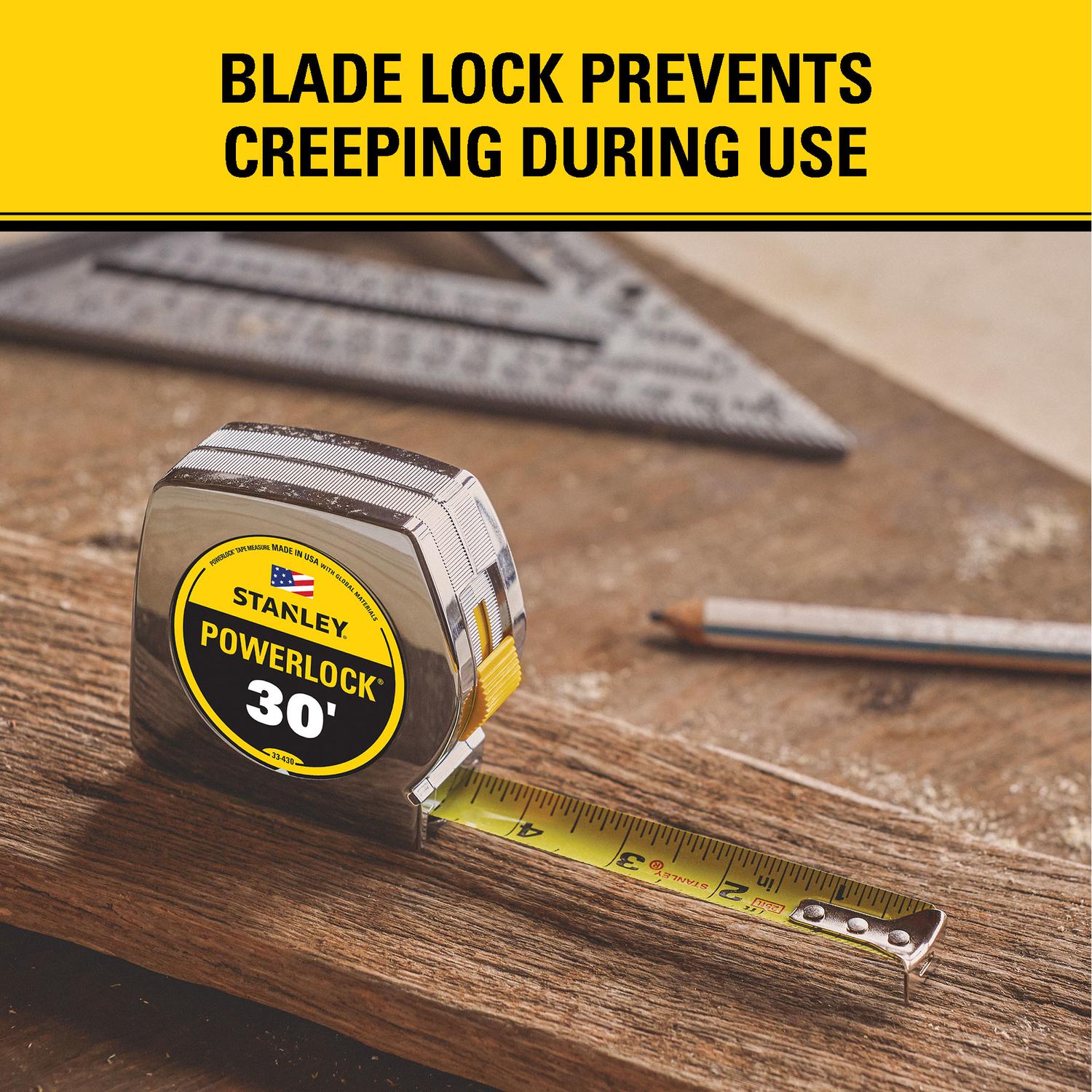STANLEY PowerLock 30 ft. L X 1 in. W Compact Tape Measure 1 pk