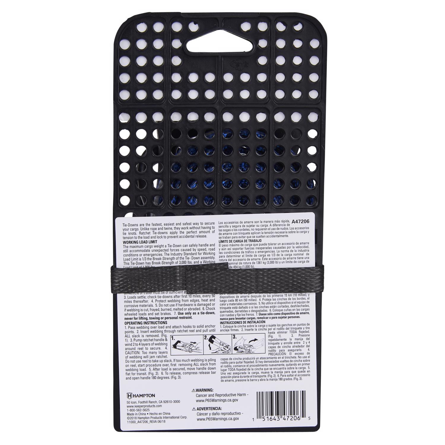 Keeper 1.25 in. W X 14 ft. L Gray Ratchet Tie Down Strap 1000 lb 1 pk