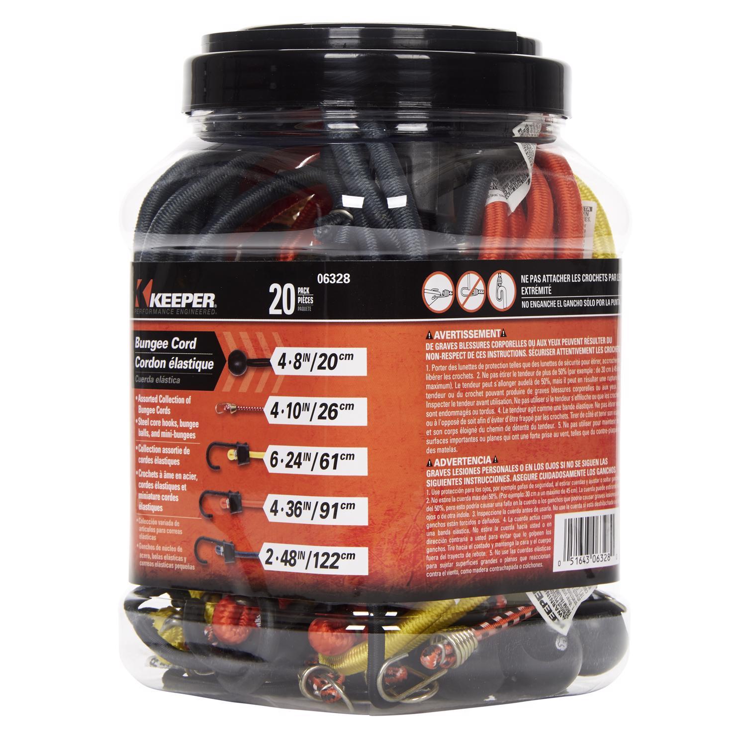 Keeper Assorted Bungee Cord Set 8 in. L X 0.315 in. 20 pk