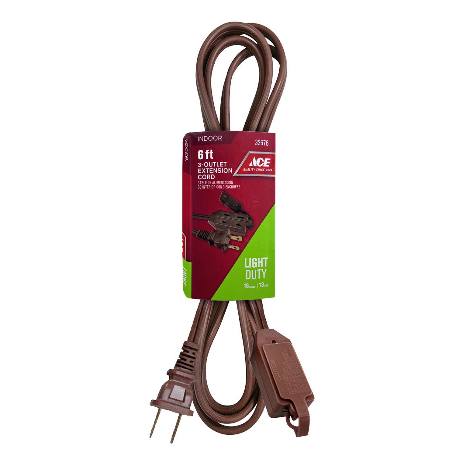 Ace Indoor 6 ft. L Brown Extension Cord 16/2 SPT-2