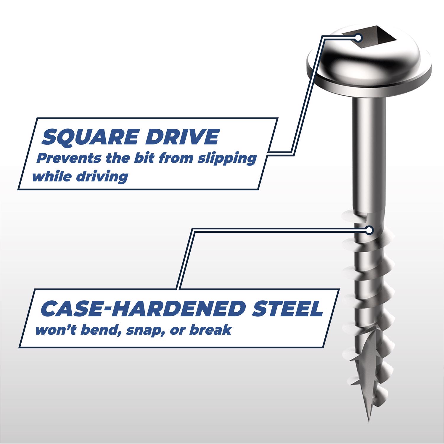 Kreg No. 8 X 1-1/4 in. L Square Zinc-Plated Pocket-Hole Screw 100 pk