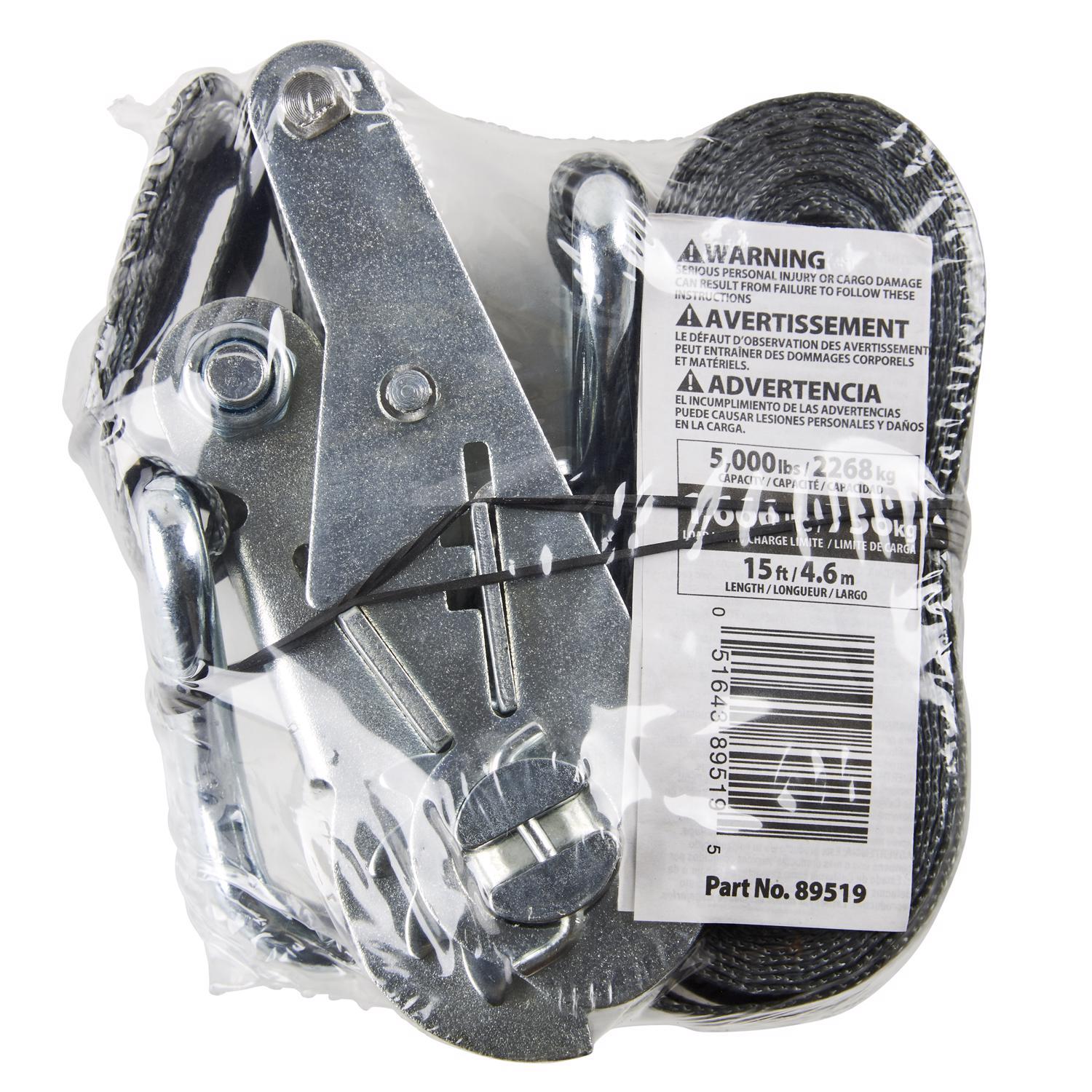 Keeper 1-3/4 in. W X 15 ft. L Black/Gray Tie Down w/Ratchet 1666 lb 1 pk