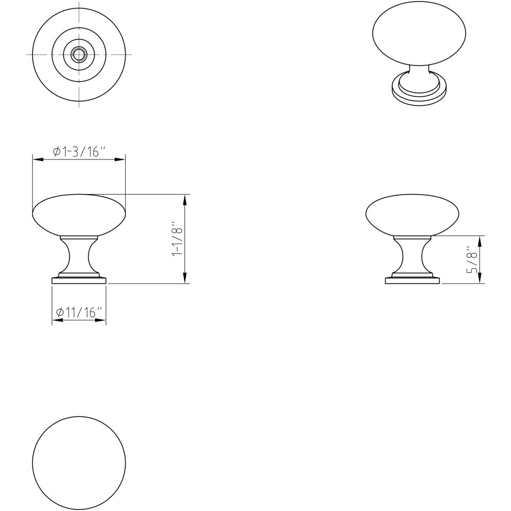 KasaWare 1-3/16 in. Diameter Cabinet Knob in Satin Nickel (10pc Pack)