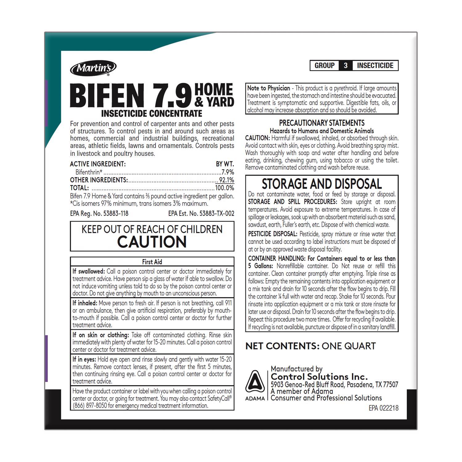 Martin's Bifen 7.9 Home & Yard Insect Killer Liquid Concentrate 16 oz