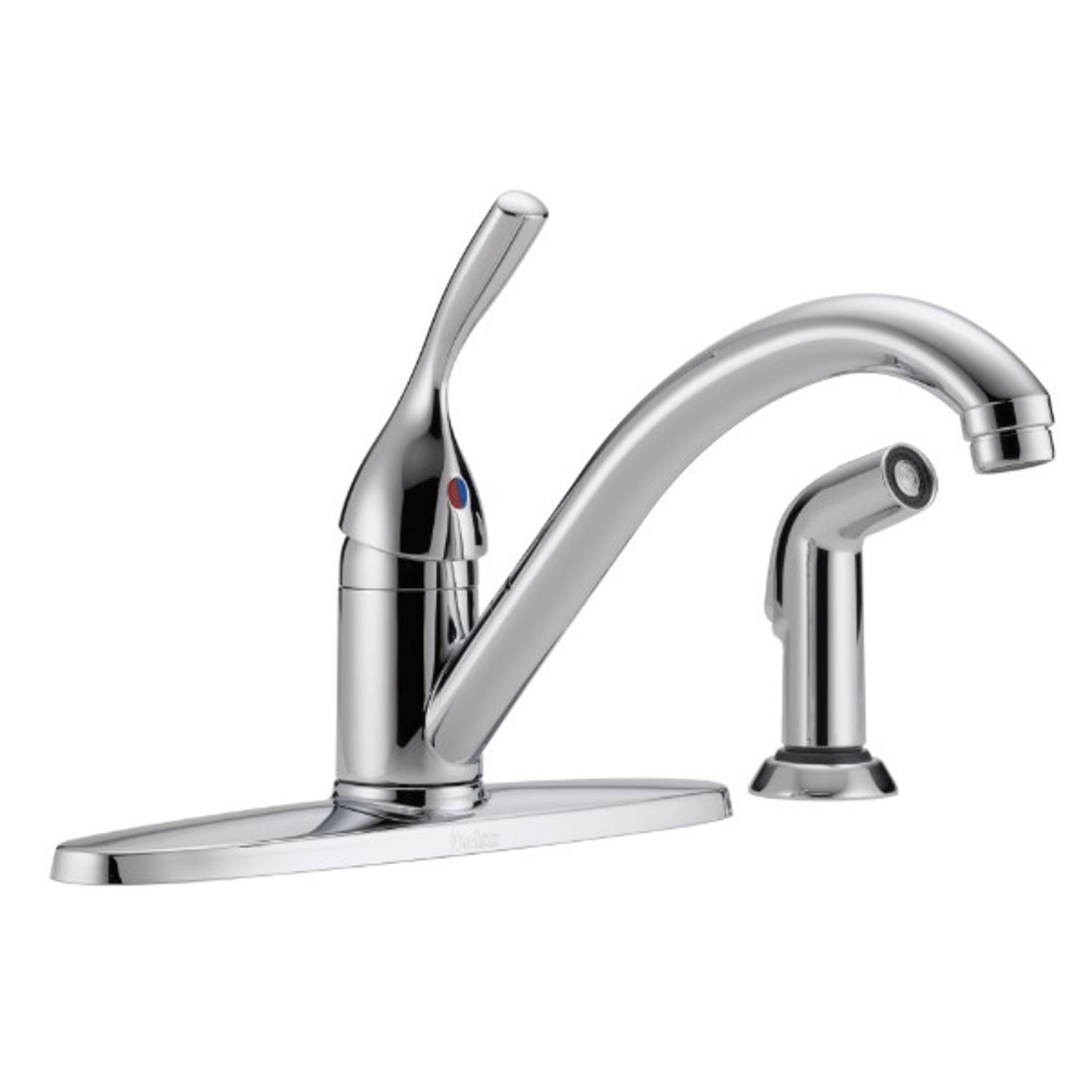 Delta Classic One Handle Chrome Kitchen Faucet Side Sprayer Included