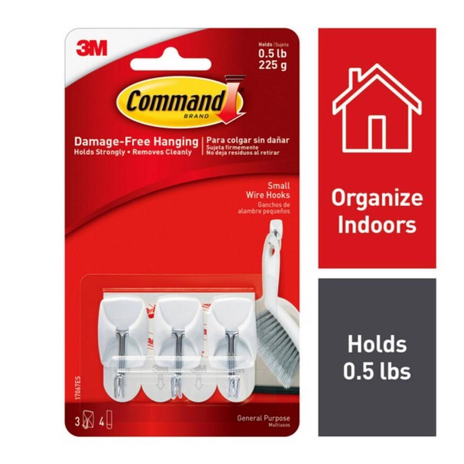 3M Command Small Plastic Wire Hooks 1.625 in. L 3 pk