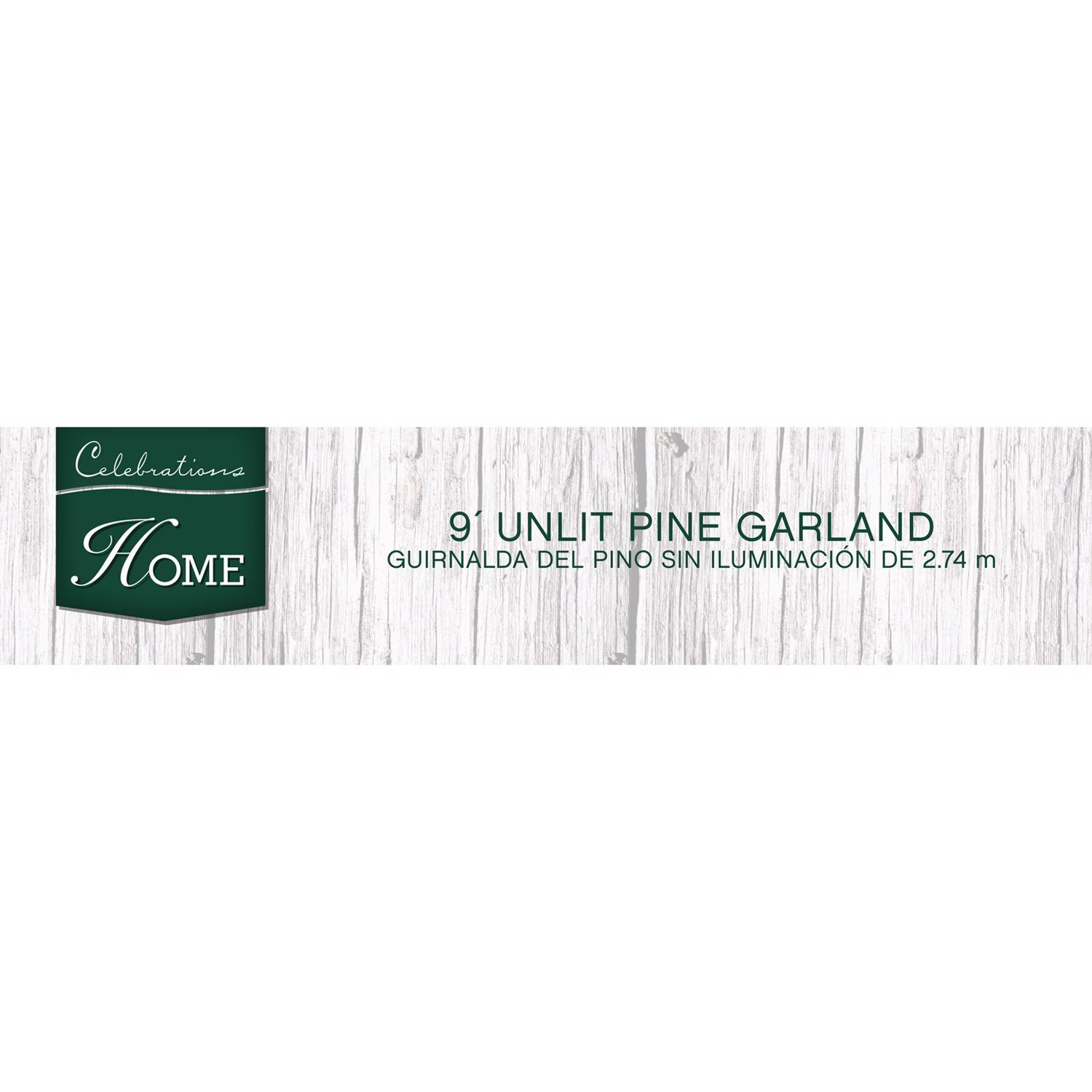 Holiday Bright Lights 8 in. D X 9 ft. L Traditional Pine Christmas Garland