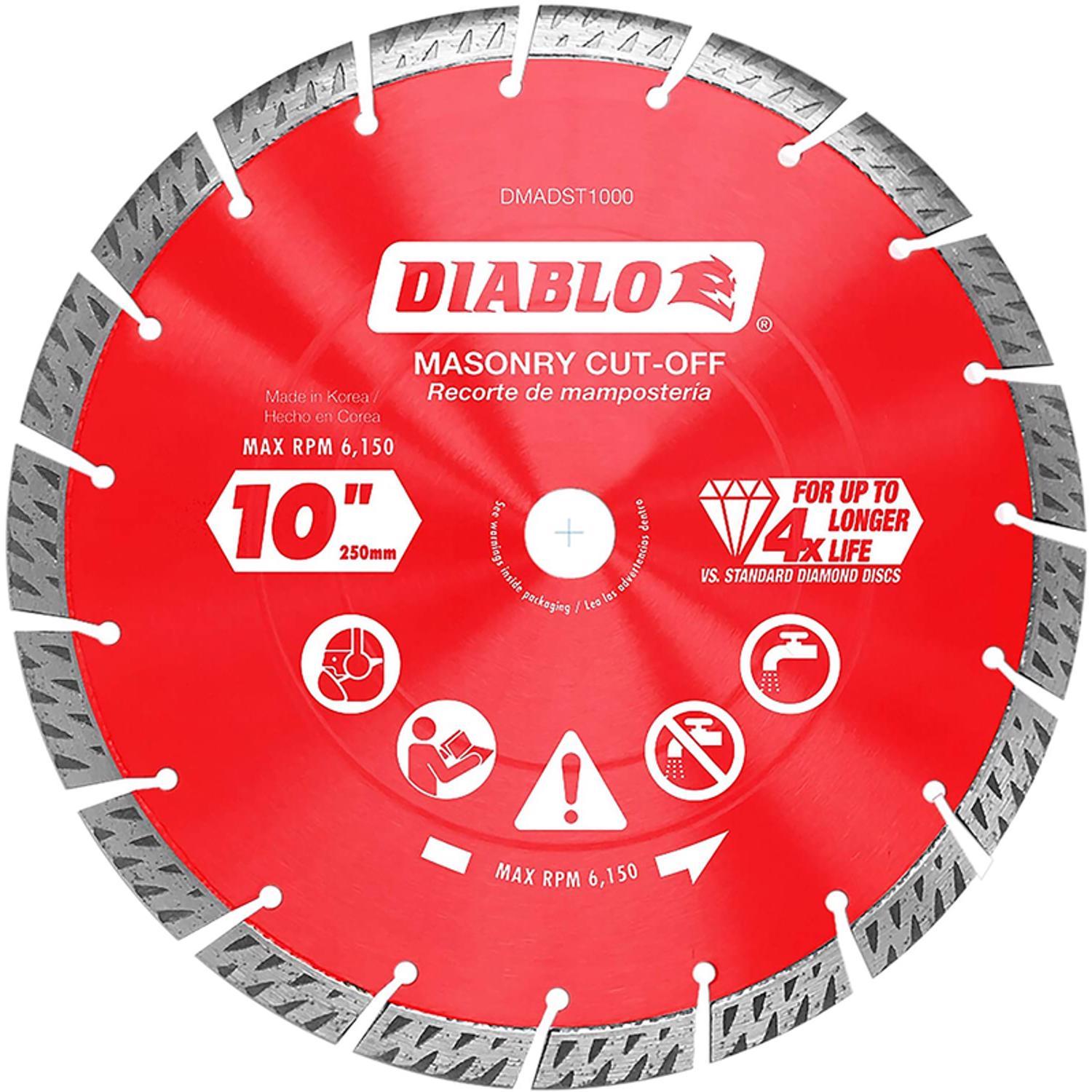 Diablo 10 in. D X 1 in. X.102 in. thick Diamond Turbo Rim Masonry Cut-Off Disc 1 pk