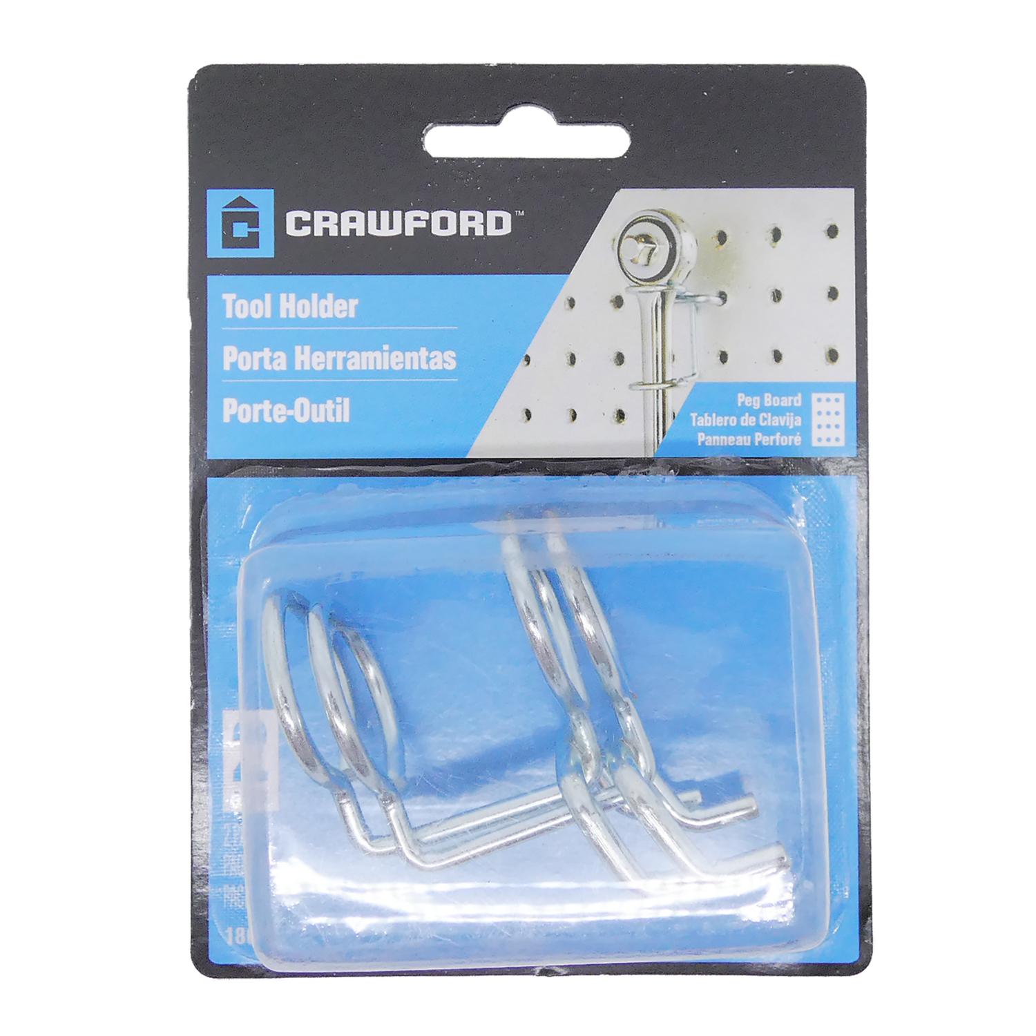 Crawford Zinc Plated Silver Steel 3.1 in. Tool Holder Peg Hooks 2 pk
