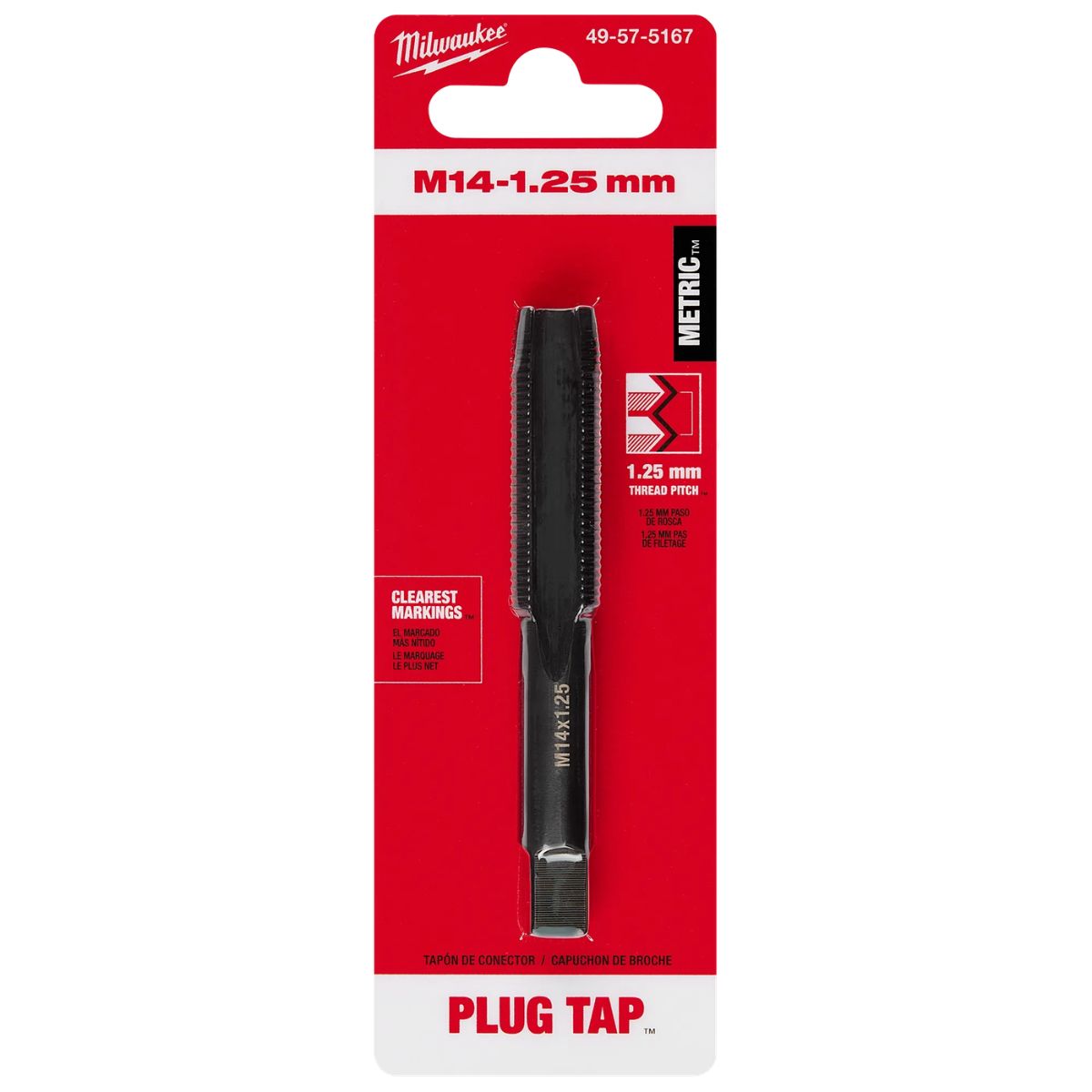 Milwaukee Metric M14x1.25 mm Straight Flute Plug Tap