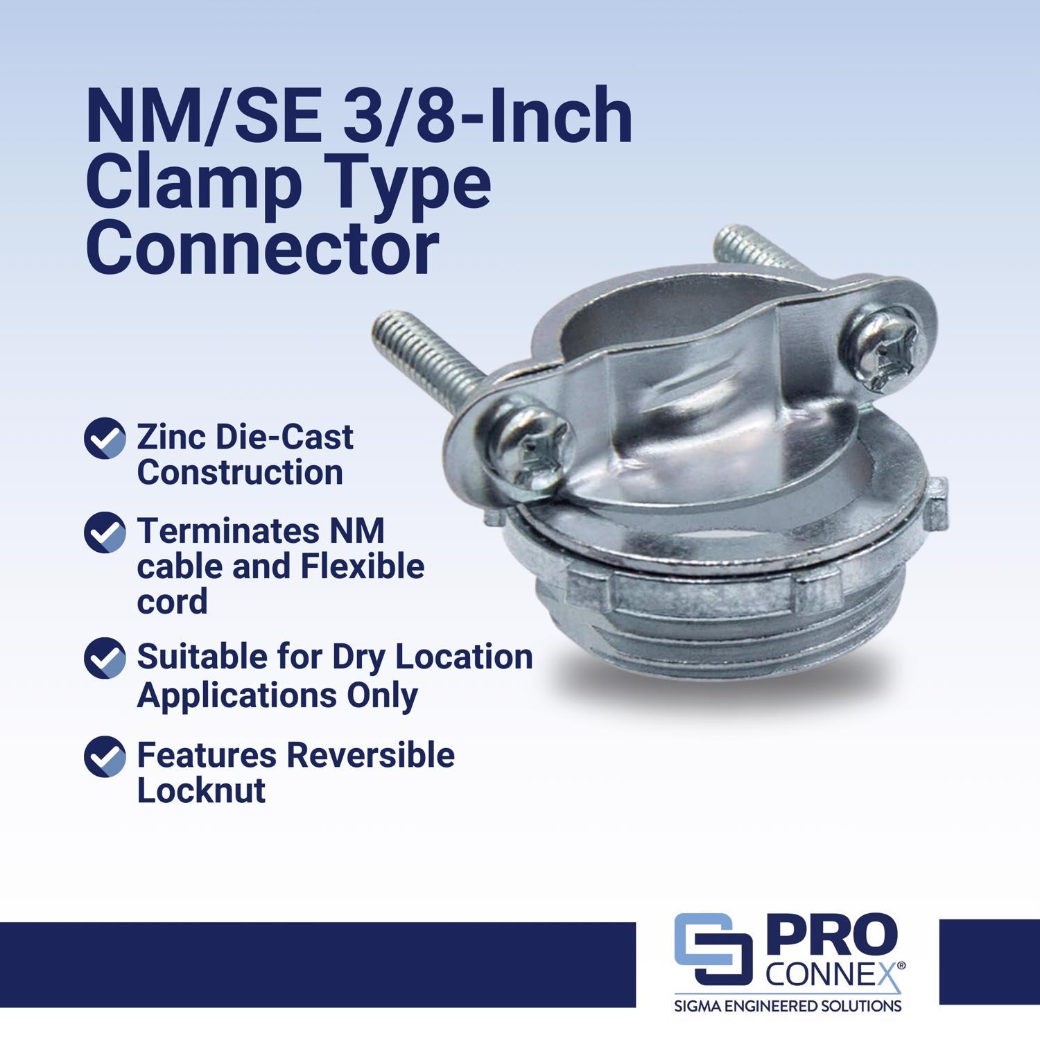 Sigma Engineered Solutions ProConnex NM/SE Clamp Clamp Connector 1/2 in. D 100 pk
