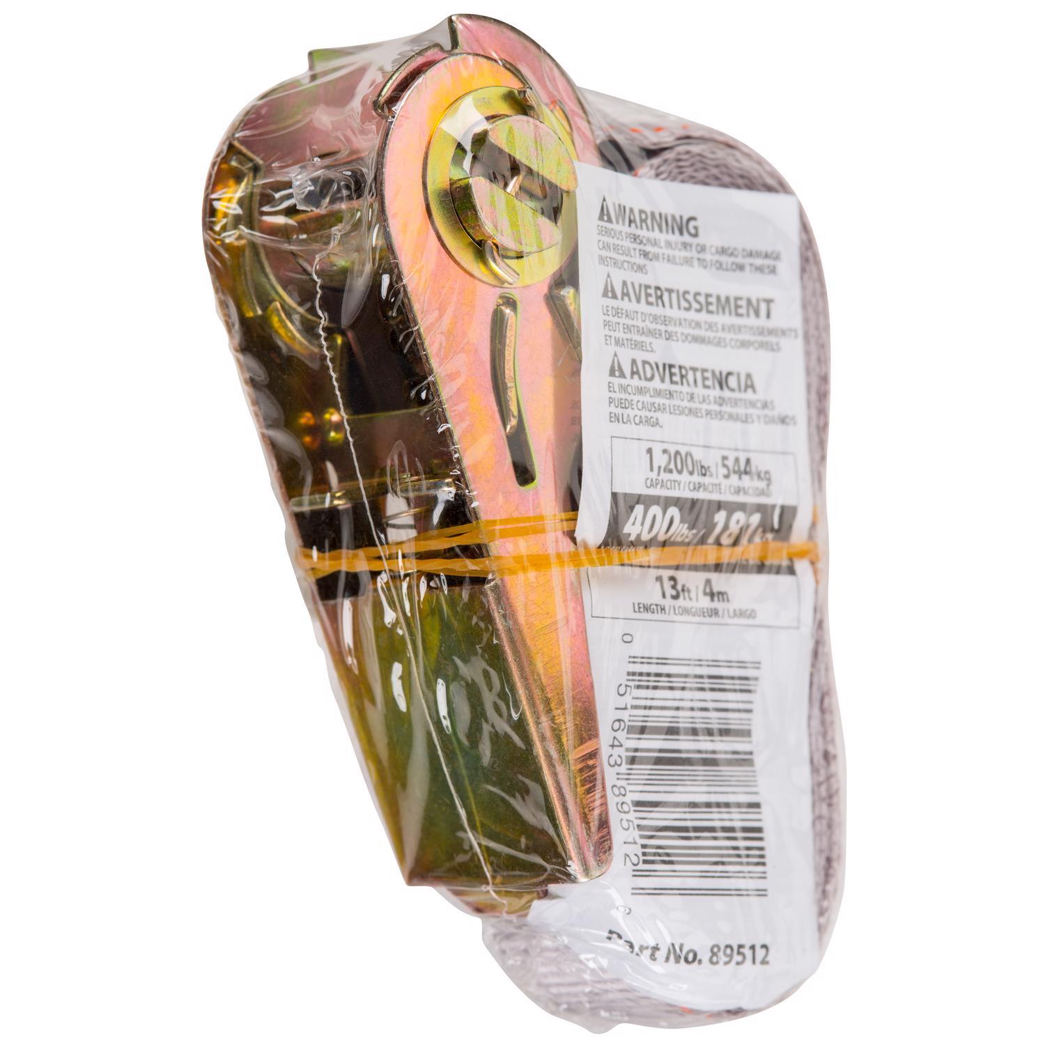 Keeper 1 in. W X 13 ft. L Gray Tie Down w/Ratchet 400 lb 1 pk