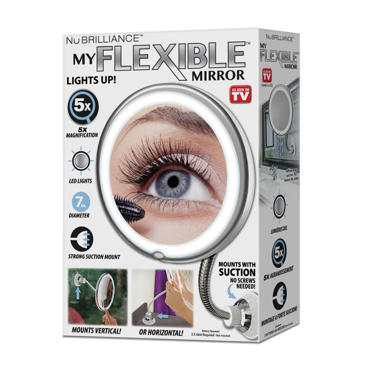 NuBrilliance As Seen On TV 14.5 in. H X 7 in. W Flexible LED Vanity Mirror Silver