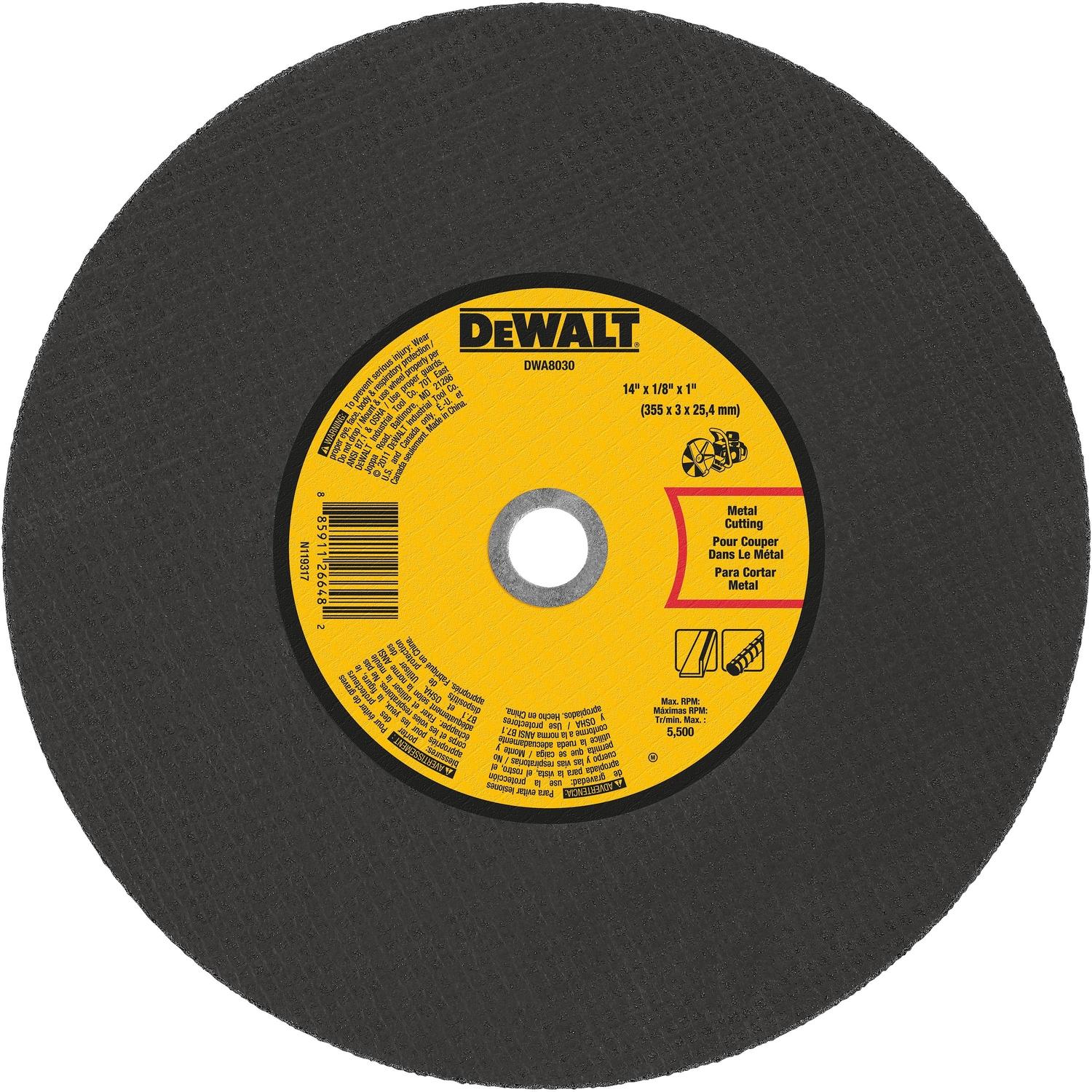 DeWalt 14 in. D X 1 in. X 1/8 in. thick Aluminum Oxide Cut-Off Wheel 1 pc