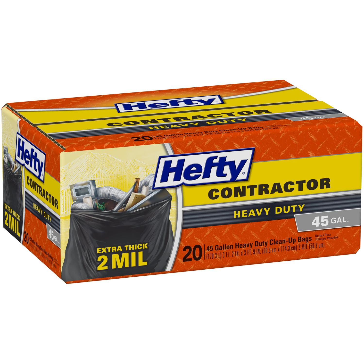 Hefty 45 gal No Scent Contractor Bags Twist Tie 20 pk