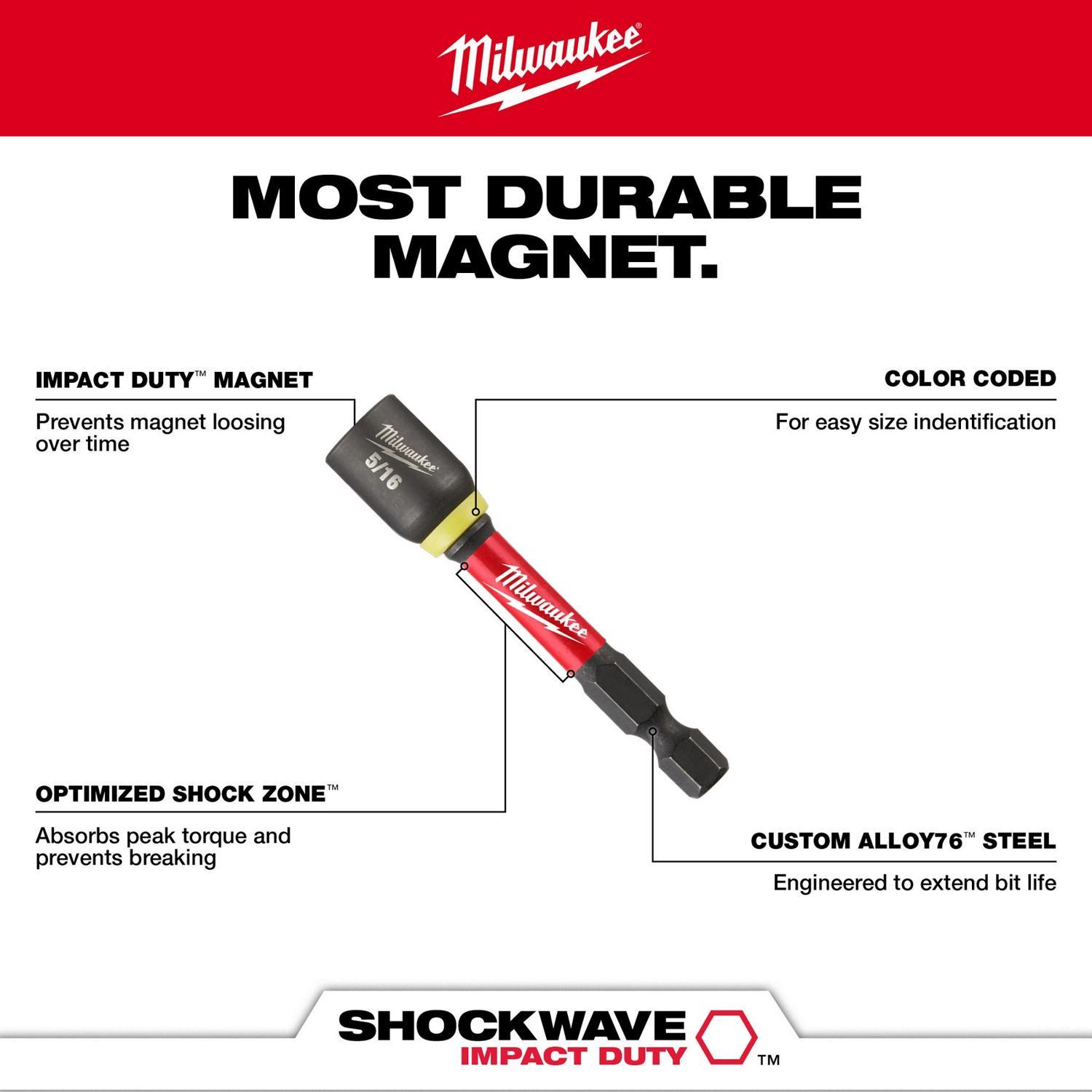Milwaukee Shockwave 1/2 in. drive X 2-9/16 in. L Heat-Treated Steel Nut Driver 1 pc