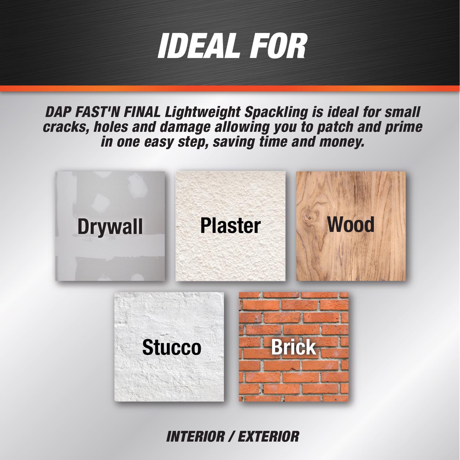 DAP Fast 'N Final Ready to Use White Lightweight Spackling Compound 8 oz