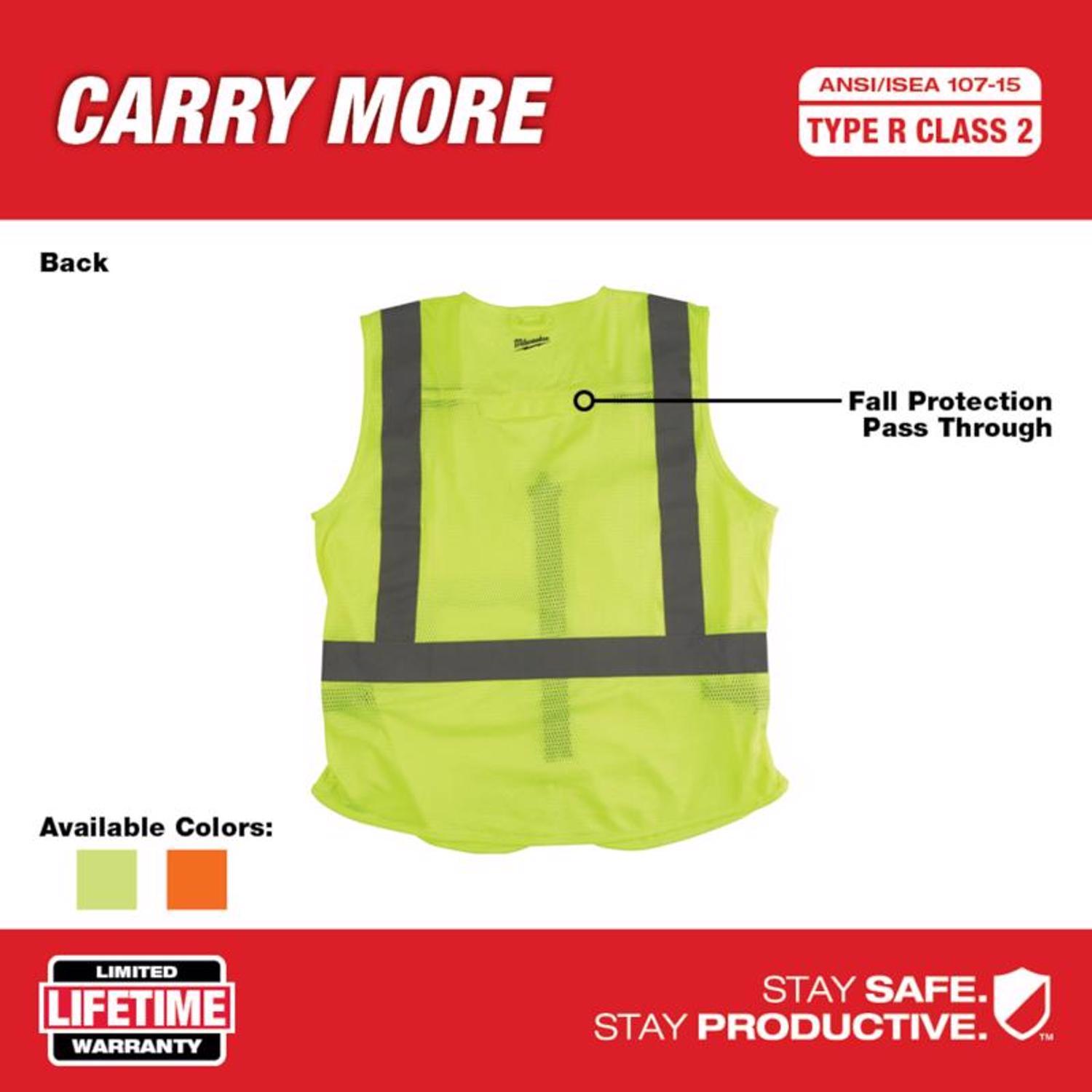 Milwaukee Class 2 with 10 Pockets Safety Vest High Visibility Yellow L/XL