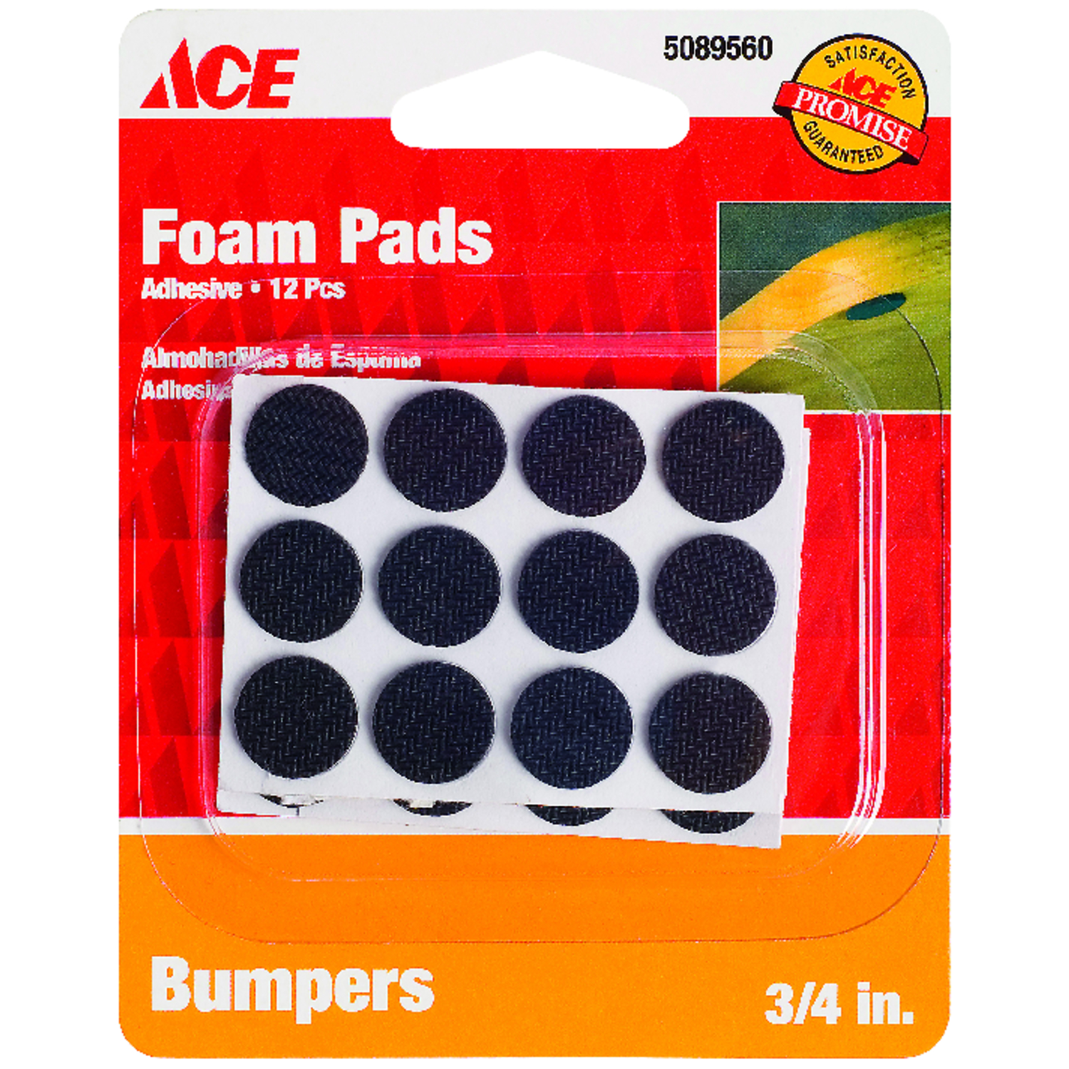 Ace Foam Self Adhesive Bumper Pad Black Round 3/4 in. W 12 pk