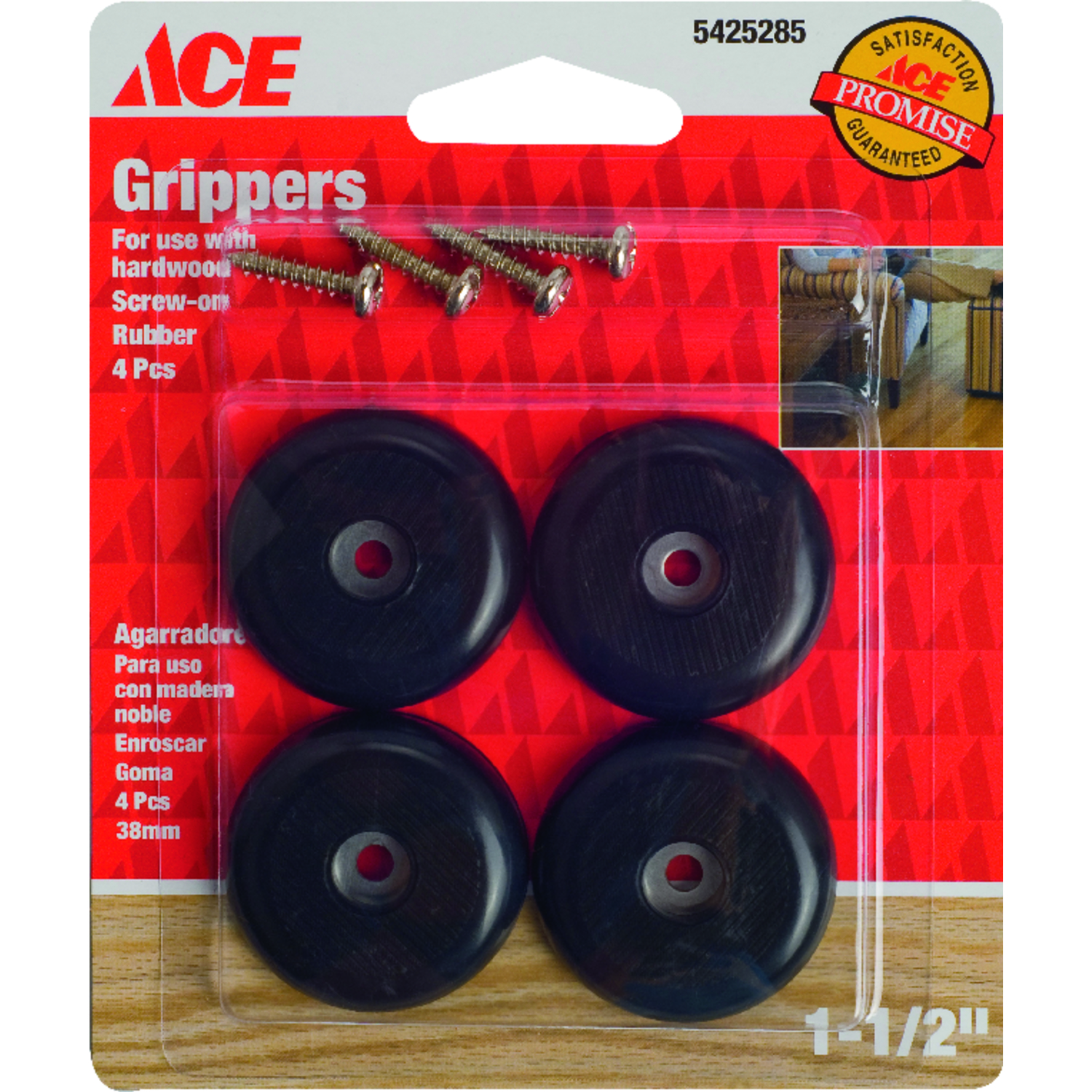 Ace Plastic Heavy Duty Anti-Skid Pad Black Round 1-1/2 in. W 4 pk