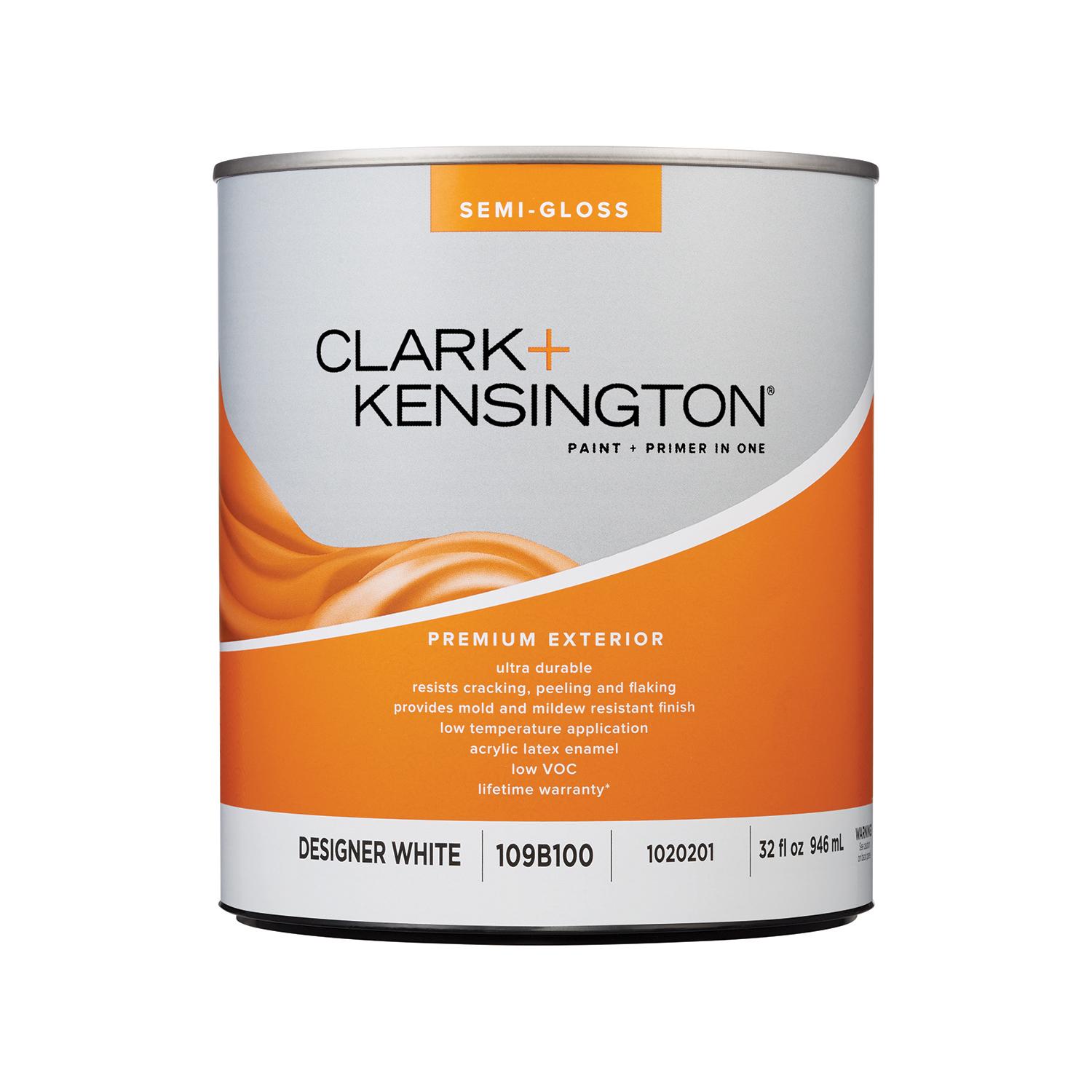 Clark+Kensington Semi-Gloss Designer White House & Trim Paint & Primer Exterior 1 qt