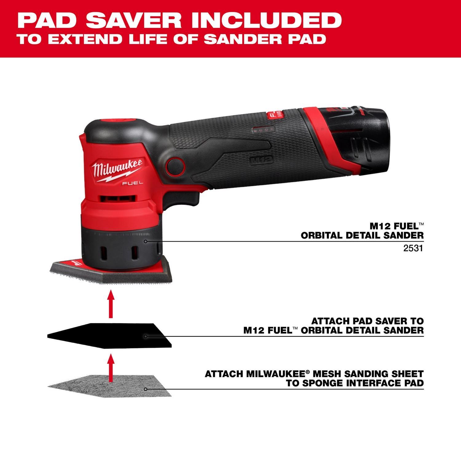Milwaukee M12 3.75 in. L X 3.625 in. W Aluminum Oxide 120 Grit Medium Sanding Sheet