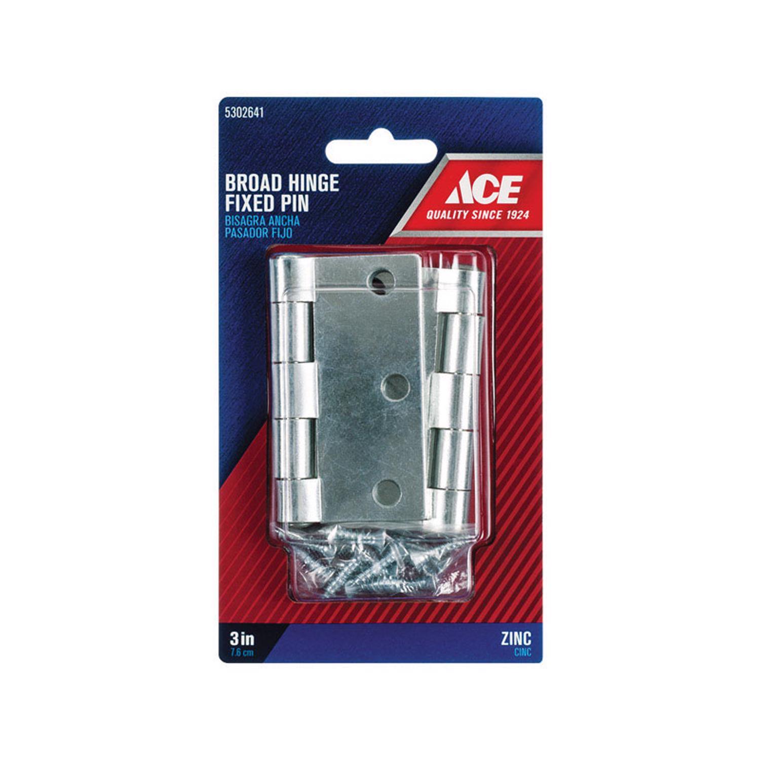 Ace 3 in. L Zinc-Plated Broad Hinge 2 pk