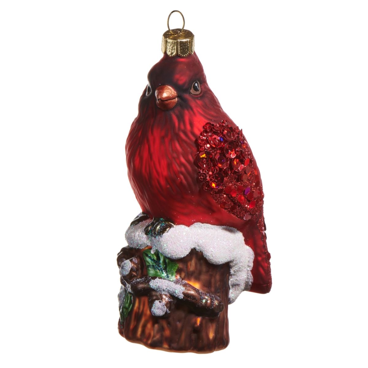 Raz 5 in. Cardinal on Stump Ornament