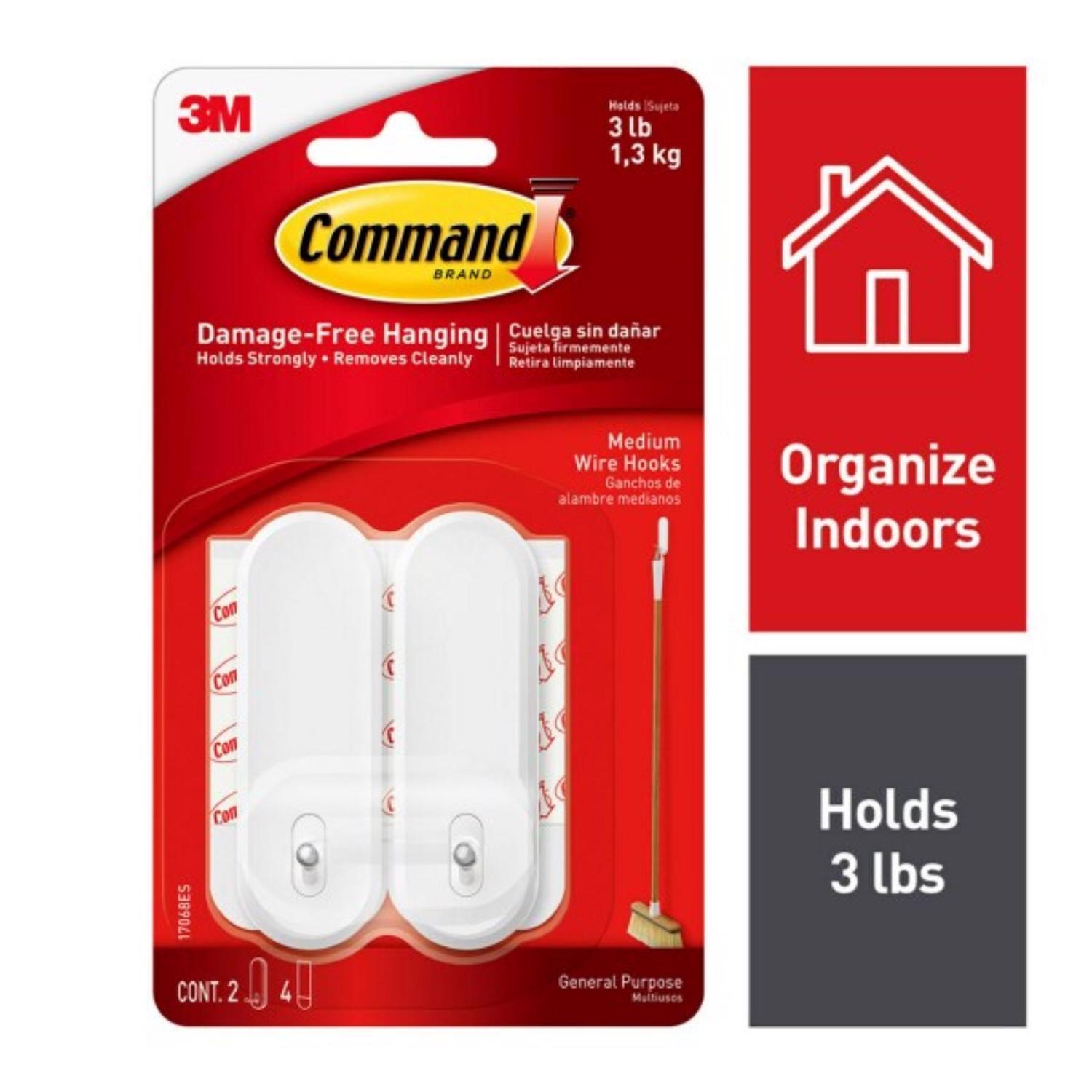 3M Command Medium Plastic Wire Hooks 3.16 in. L 2 pk
