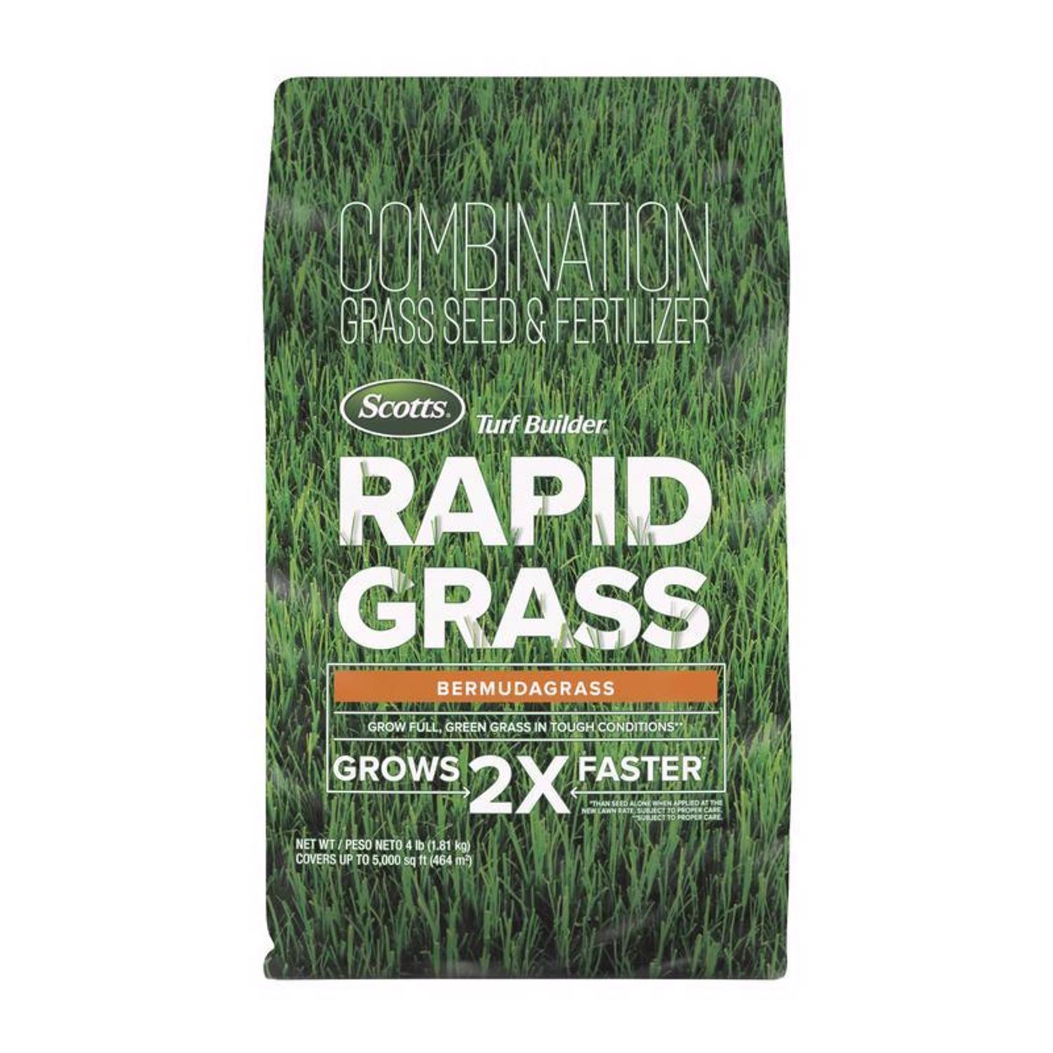 Scotts Turf Builder Rapid Grass Bermuda Grass Full Sun Grass Seed and Fertilizer 4 lb