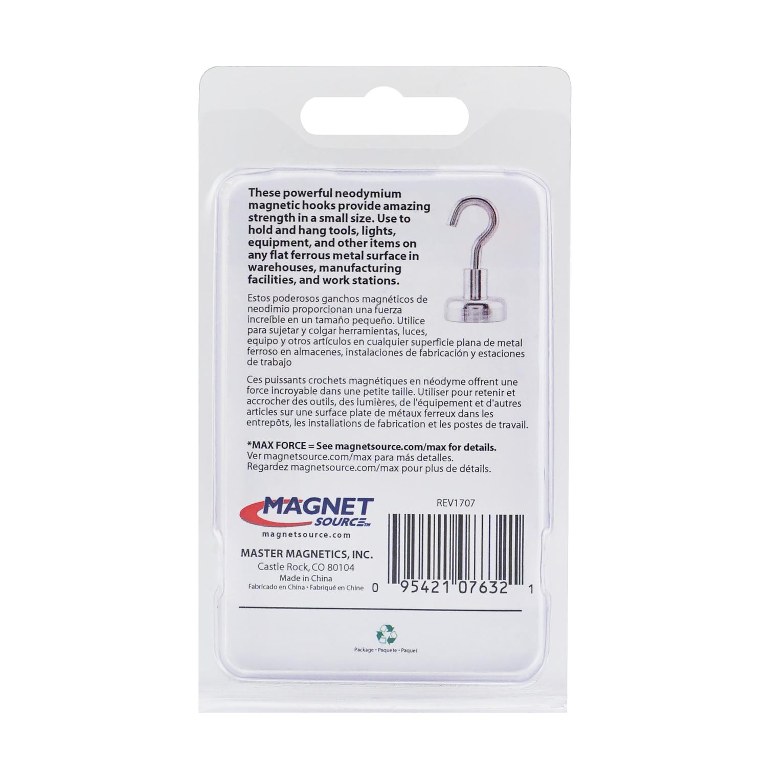 Magnet Source 1.4 in. L X.787 in. W Silver Magnetic Hook 28 lb. pull 2 pc
