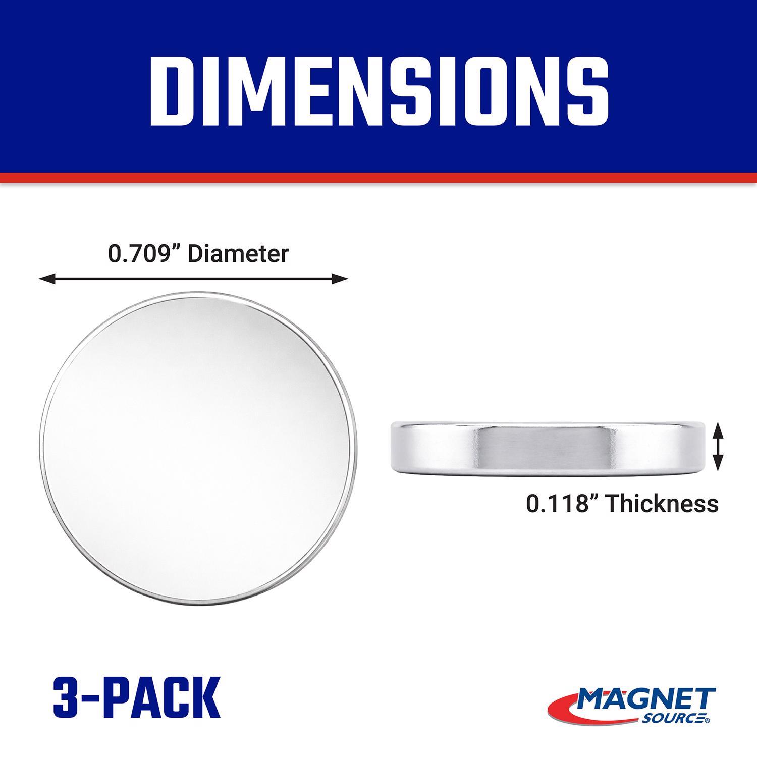 Magnet Source.118 in. L X.709 in. W Silver Super Disc Magnets 6.5 lb. pull 3 pc