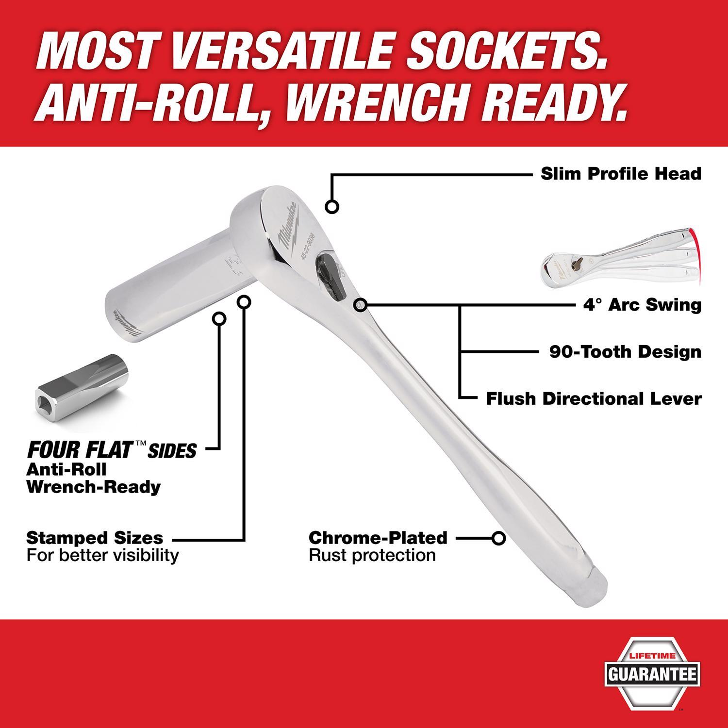 Milwaukee Packout 1/4 and 3/8 in. drive Metric and SAE Ratchet and Socket Set 90 teeth