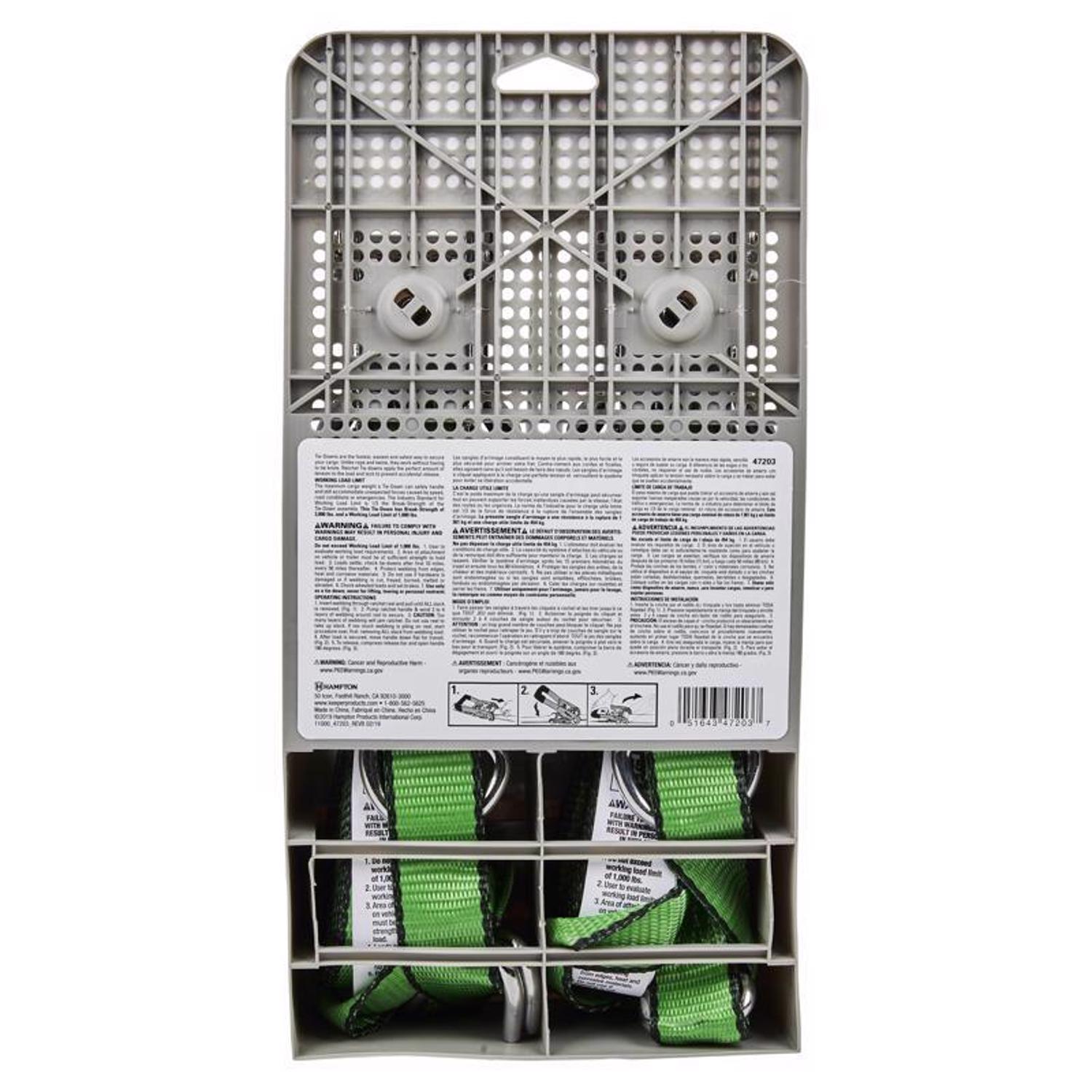 Keeper 1.25 in. W X 16 ft. L Green Tie Down w/Ratchet 1000 lb 2 pk