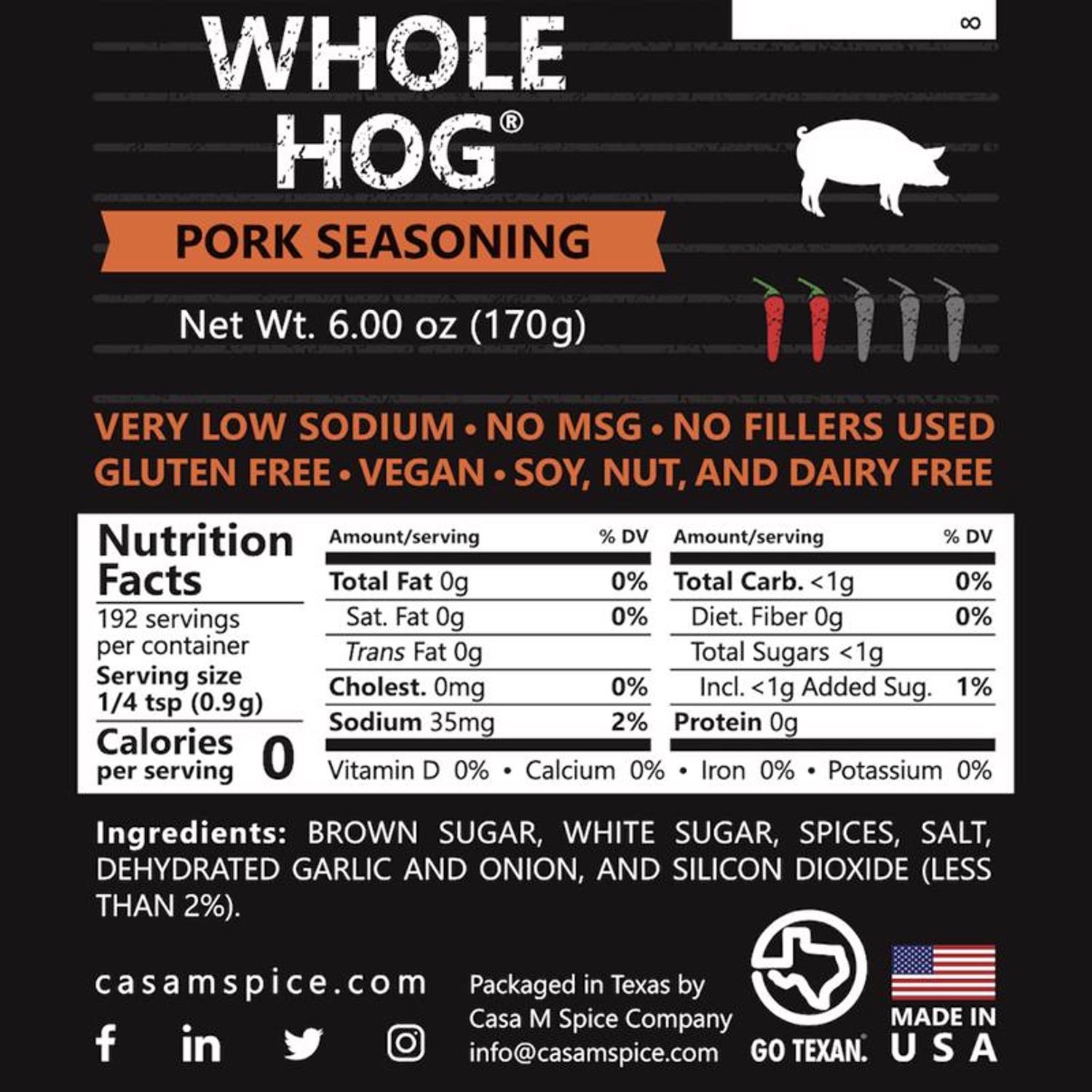 Casa M Spice Co Whole Hog Pork Seasoning 6 oz