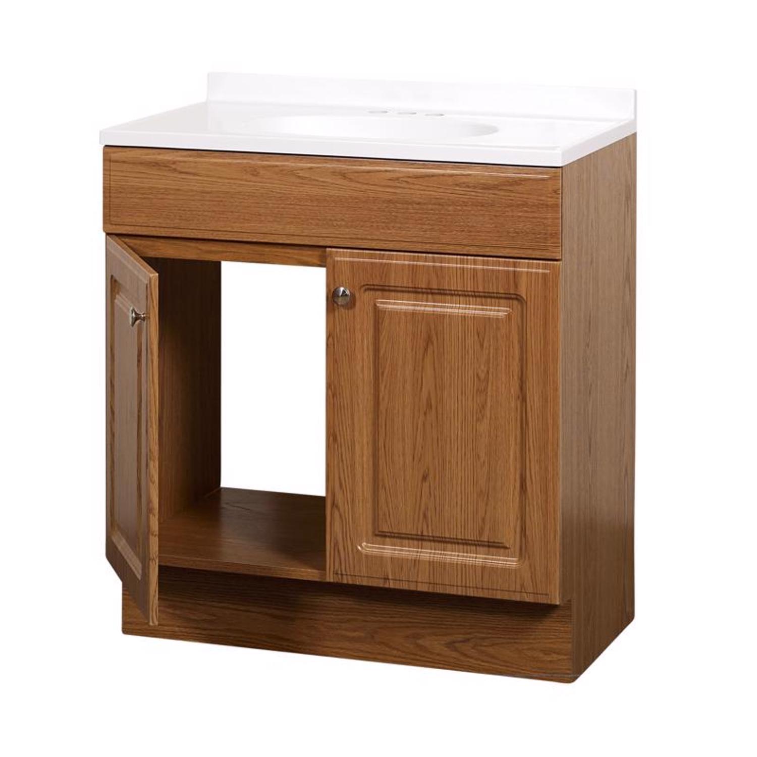Zenna Home Single Oak Bathroom Vanity 30 in. W X 18 in. D X 35 in. H