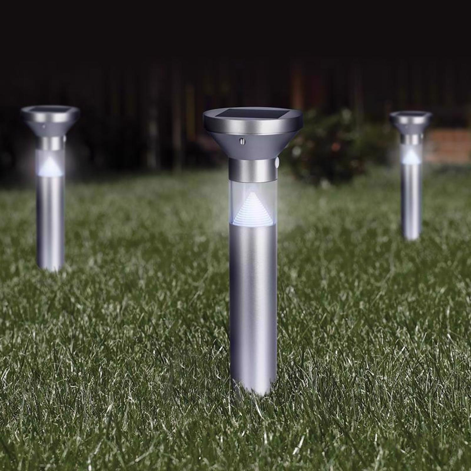Feit OneSync Brushed Nickel Solar Powered 0.4 W LED Bollard Light 1 pk