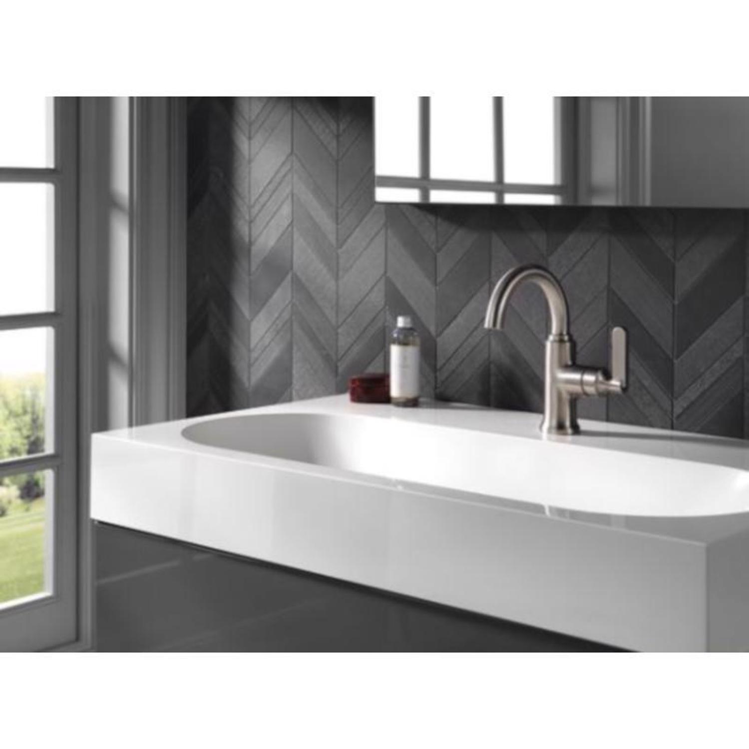 Delta Alux Brushed Nickel Pop-up Bathroom Sink Faucet 4 in.