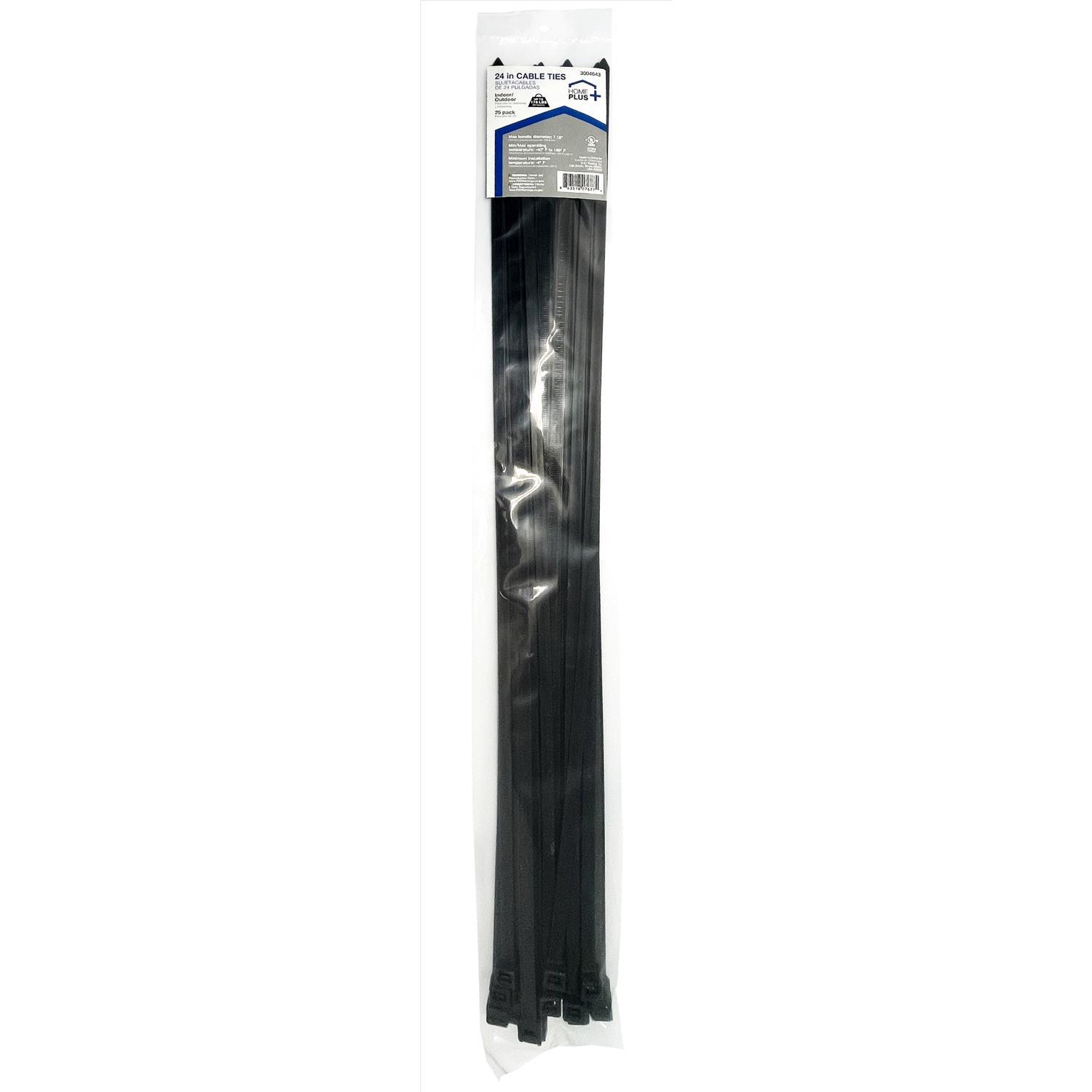 Home Plus 24 in. L Black Cable Tie 25 pk