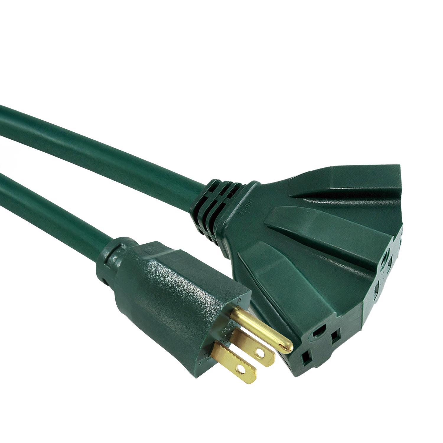 Ace Indoor or Outdoor 10 ft. L Green Triple Outlet Cord 12/3 SJTW