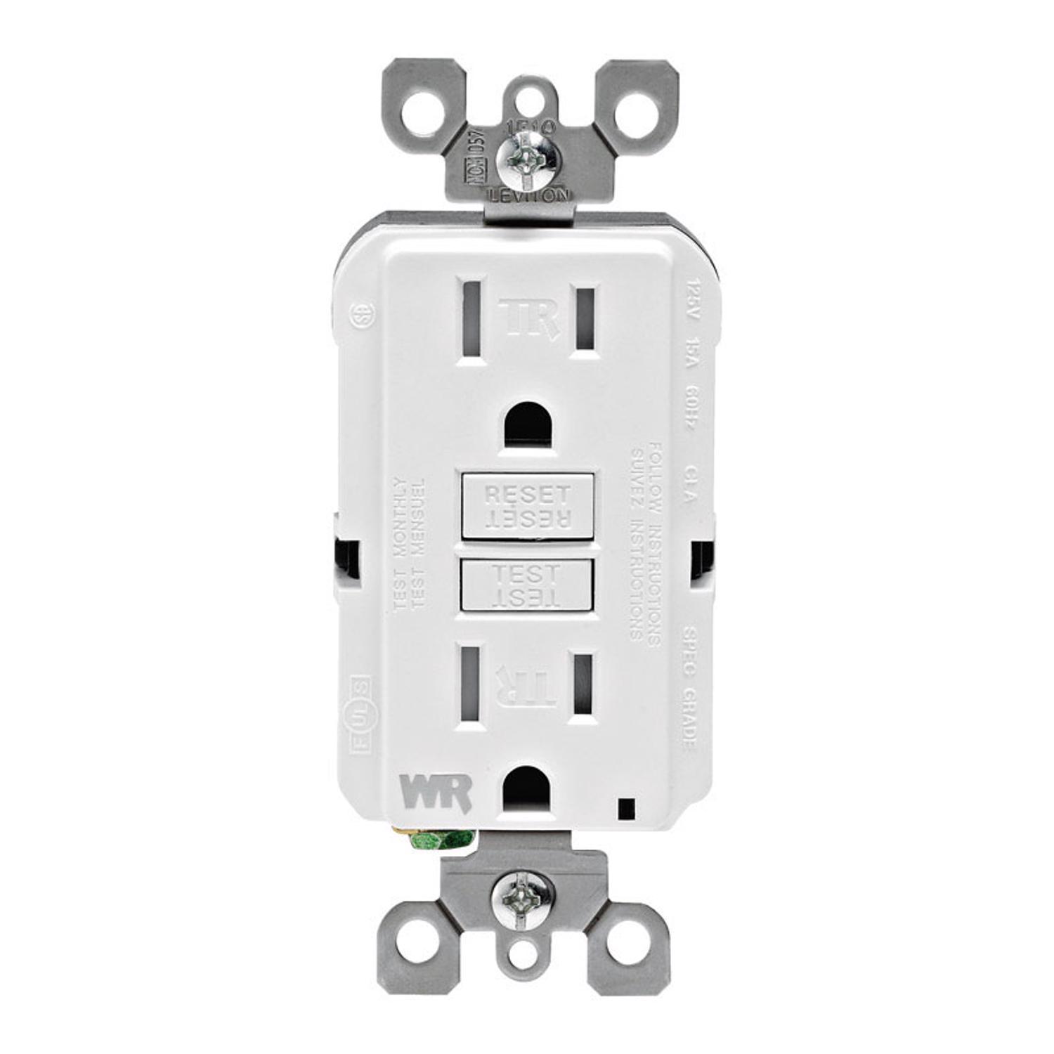 Leviton SmartlockPro 15 amps 125 V Duplex White GFCI Outlet 5-15R 1 pk
