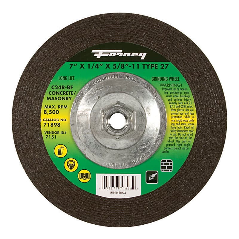 Forney 7 in. D X 5/8 in. in. X 1/4 in. thick Masonry Grinding Wheel 1 pc