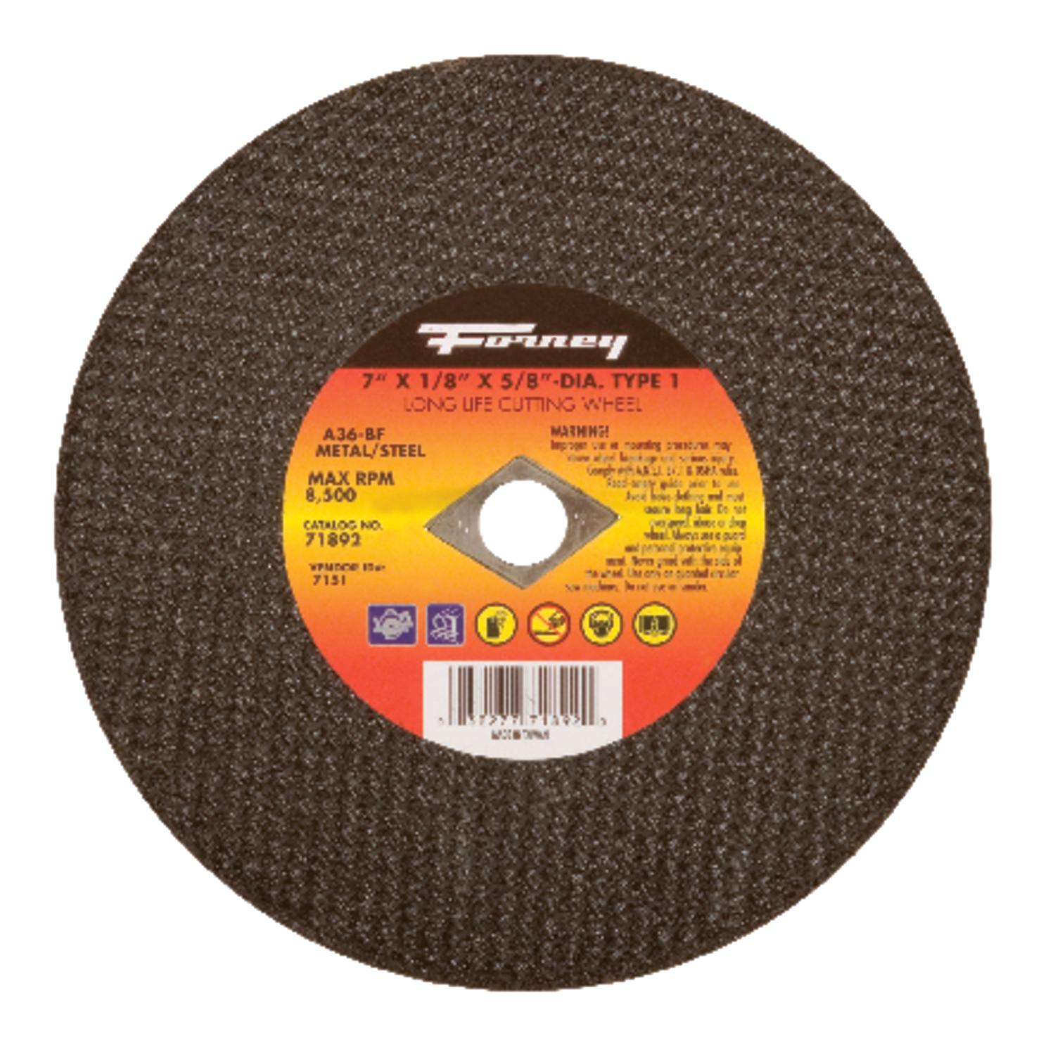 Forney 7 in. D X 5/8 in. X 1/8 in. thick Aluminum Oxide Metal Cut-Off Wheel 1 pc