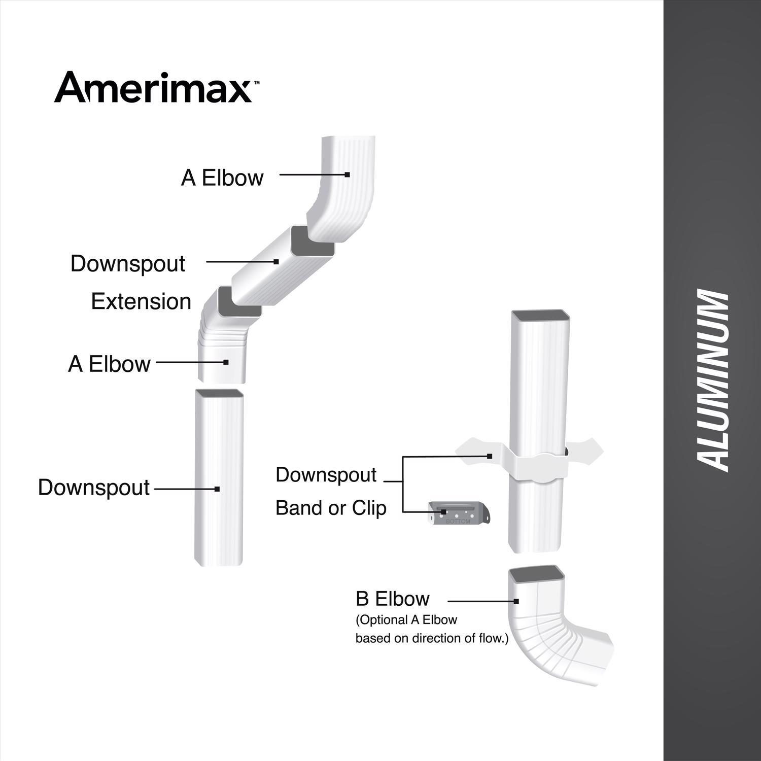 Amerimax 2 in. H X 3 in. W X 120 in. L White Aluminum Rectangular Downspout