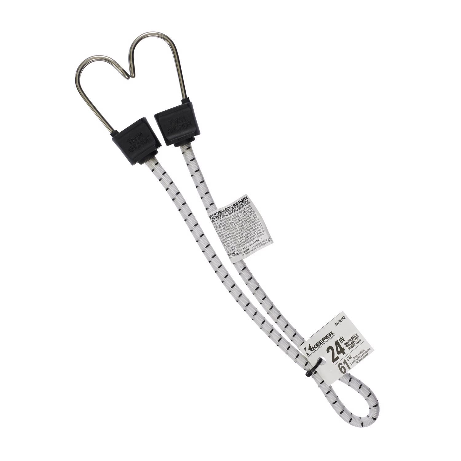 Keeper Black/White Bungee Cord 24 in. L X 0.315 in. 1 pk