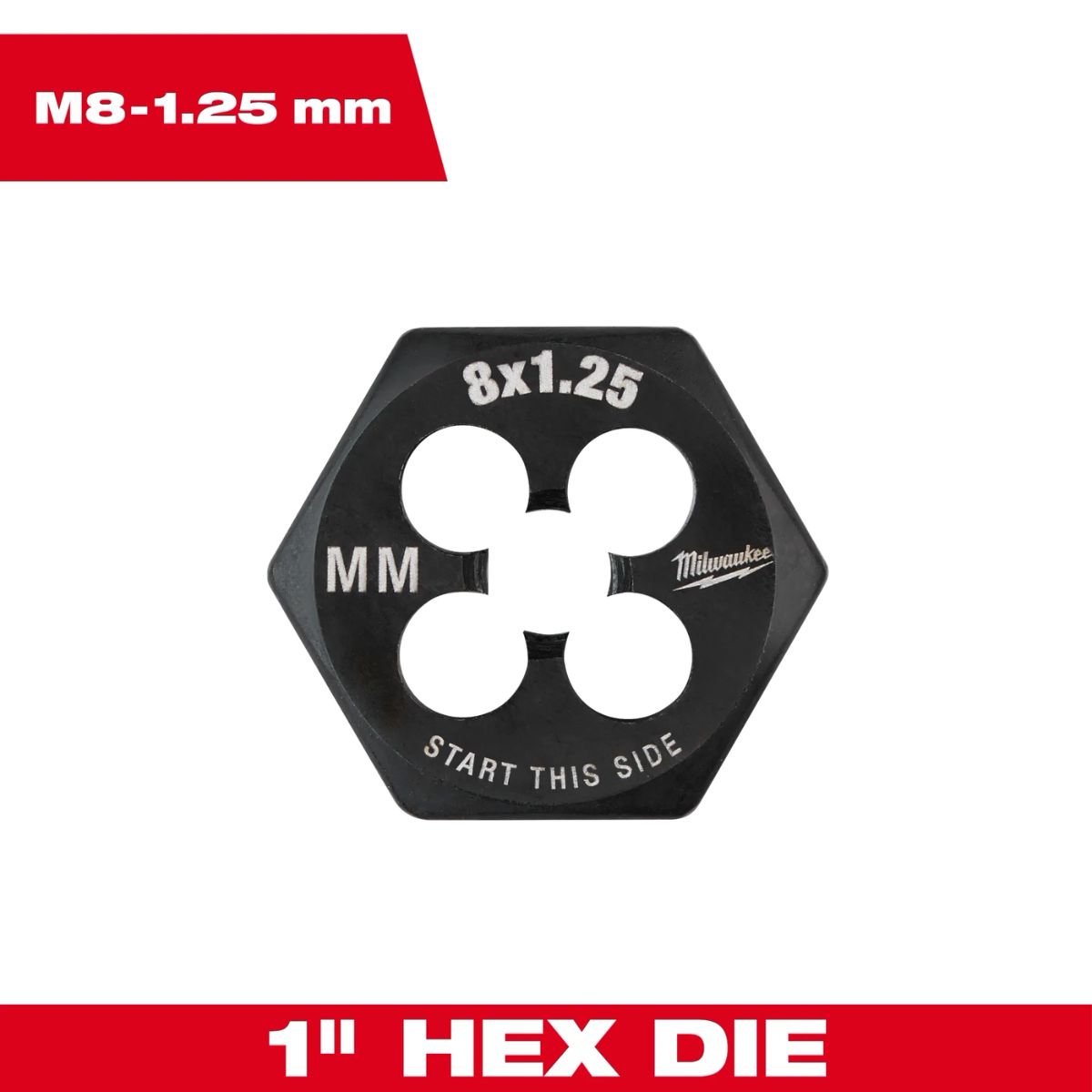 Milwaukee M8-1.25 mm 1-in. Hex Threading Die