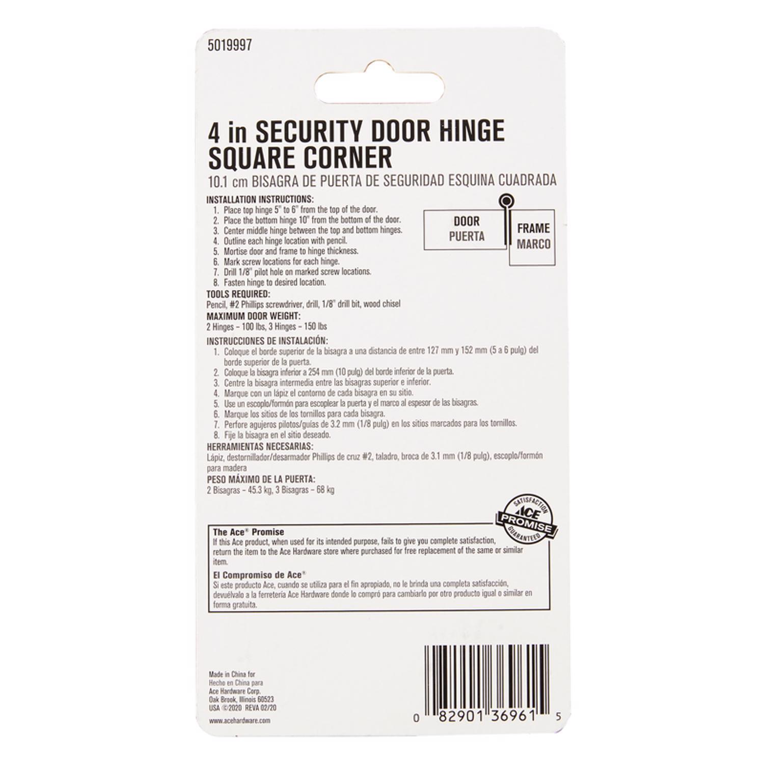 Ace 4 in. L White Residential Door Hinge 1 pk