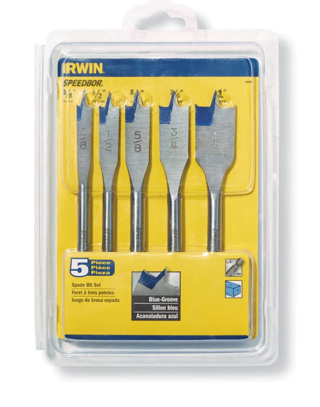 Irwin Speedbor Carbon Steel Spade Bit Set Hex Shank 5 pc