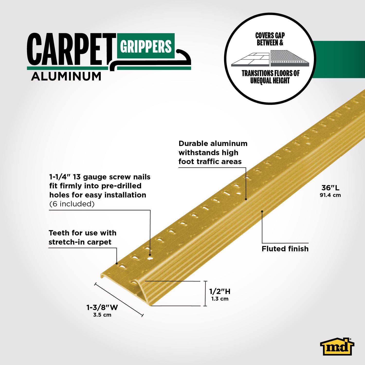 M-D Building Products 0.5 in. H X 1.375 in. W X 36 in. L Satin Brass Aluminum Carpet Gripper